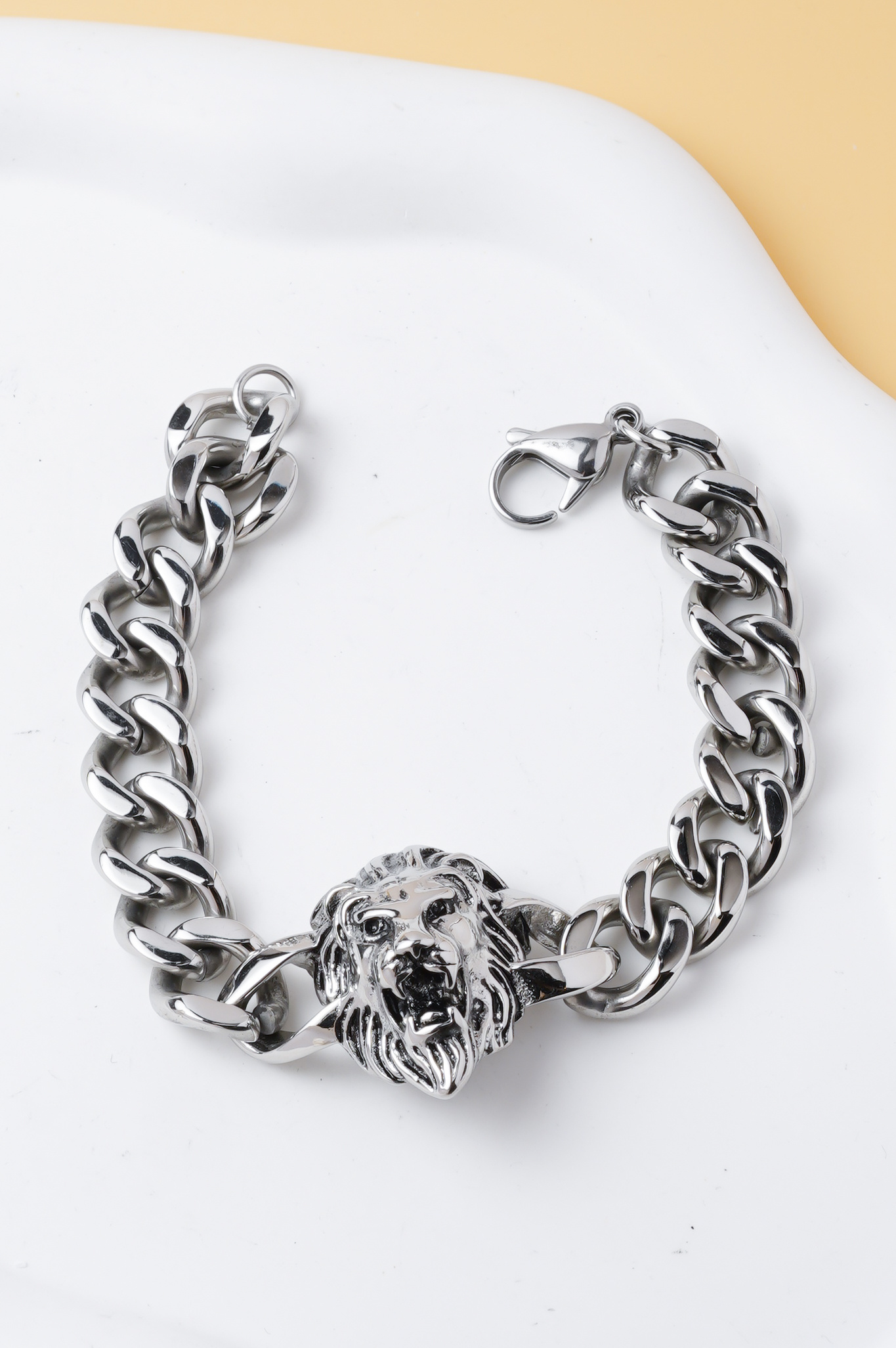 Großhändler Ceramik - Herrenarmband Edelstahl Löwenkopf 20 cm – Biker Rock Kettenstil Armband