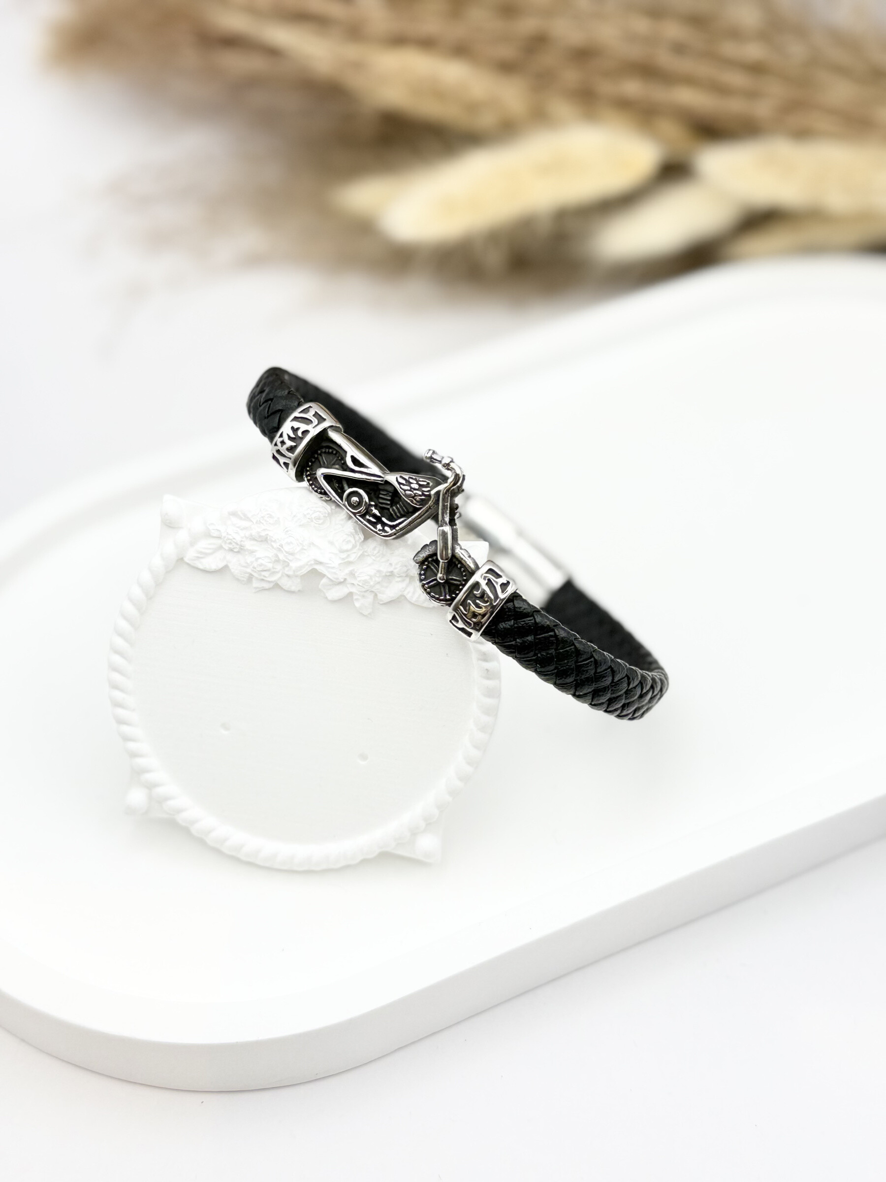 Wholesaler Ceramik - Leather bracelet and stainless steel gourmet mesh