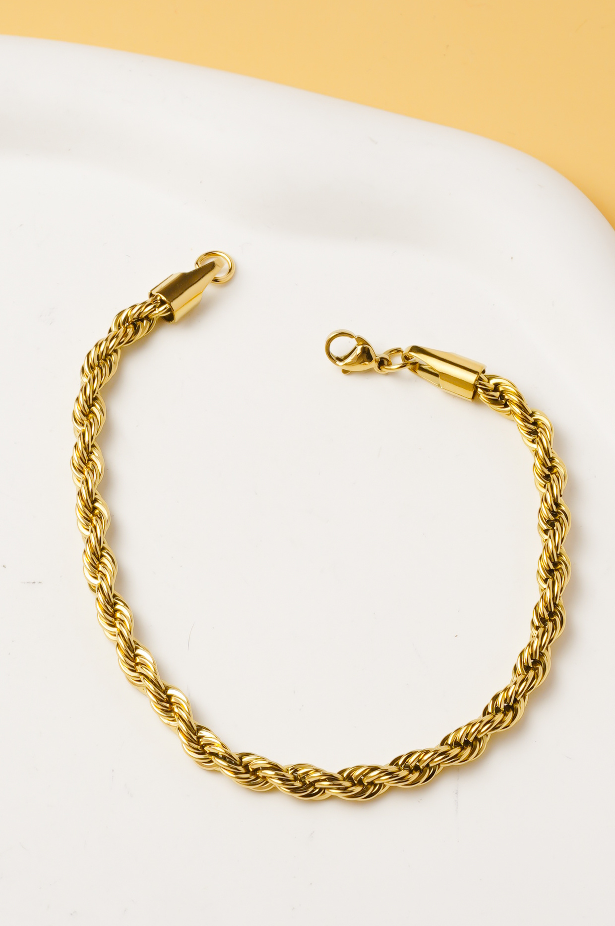 Großhändler Ceramik - Herrenarmband aus Edelstahl 5MM – Gedrehte Glieder – 20CM – Gold oder Silber