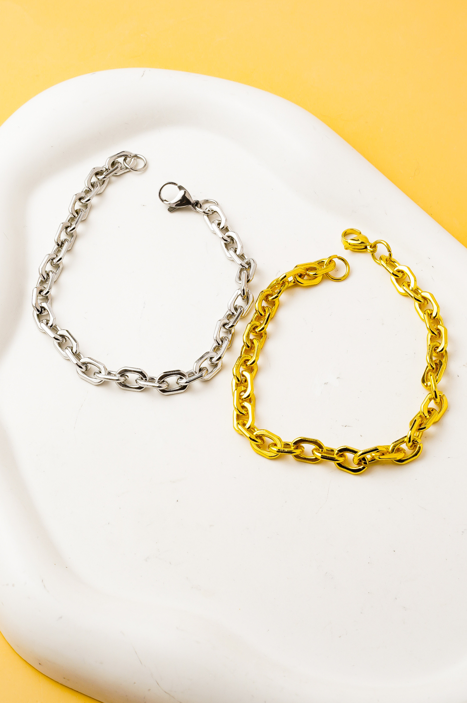 Großhändler Ceramik - Herrenarmband Edelstahl 18CM – Stärke 8MM | Gold & Silber
