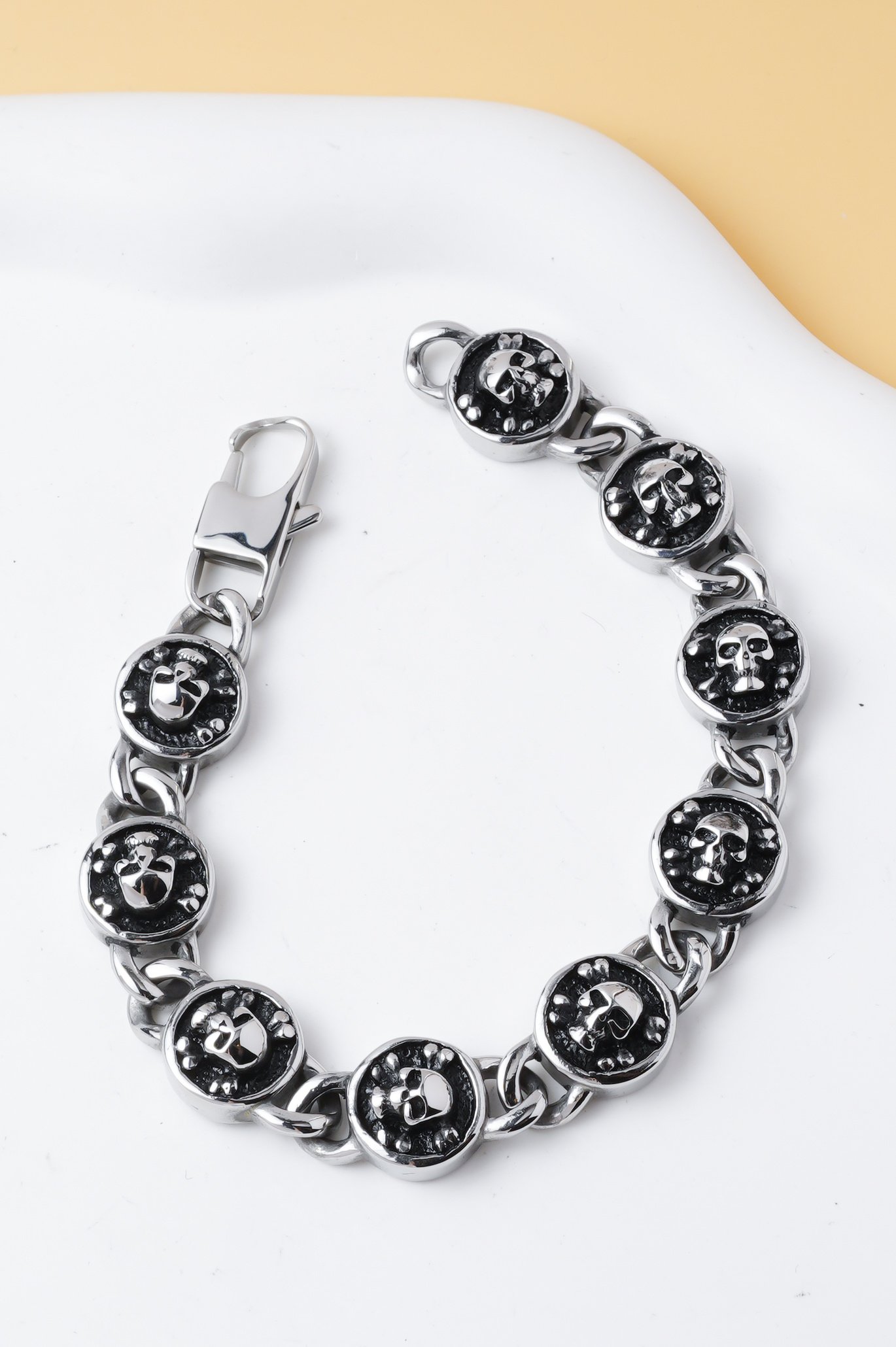Wholesaler Ceramik - Men's Stainless Steel Skull Bracelet 20 cm – Chain Bracelet Skull Rock Biker Style