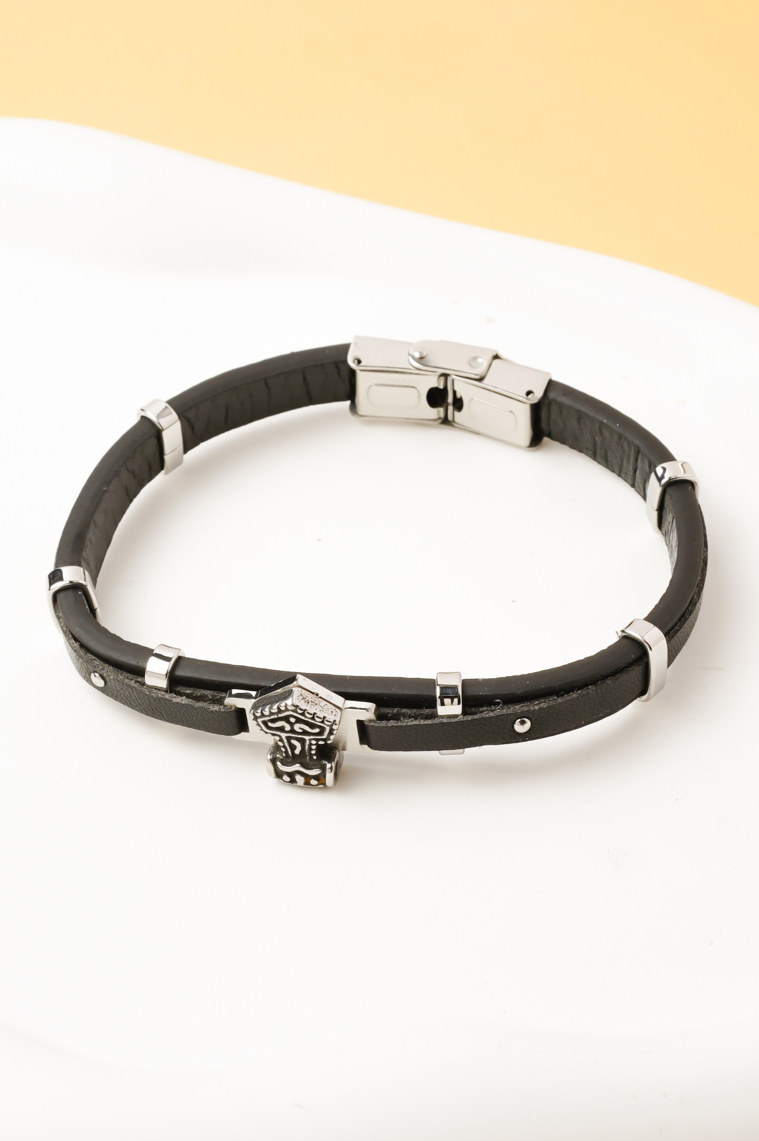 Wholesaler Ceramik - Men's PU & Steel Bracelet – Viking Helmet Design, 20 cm