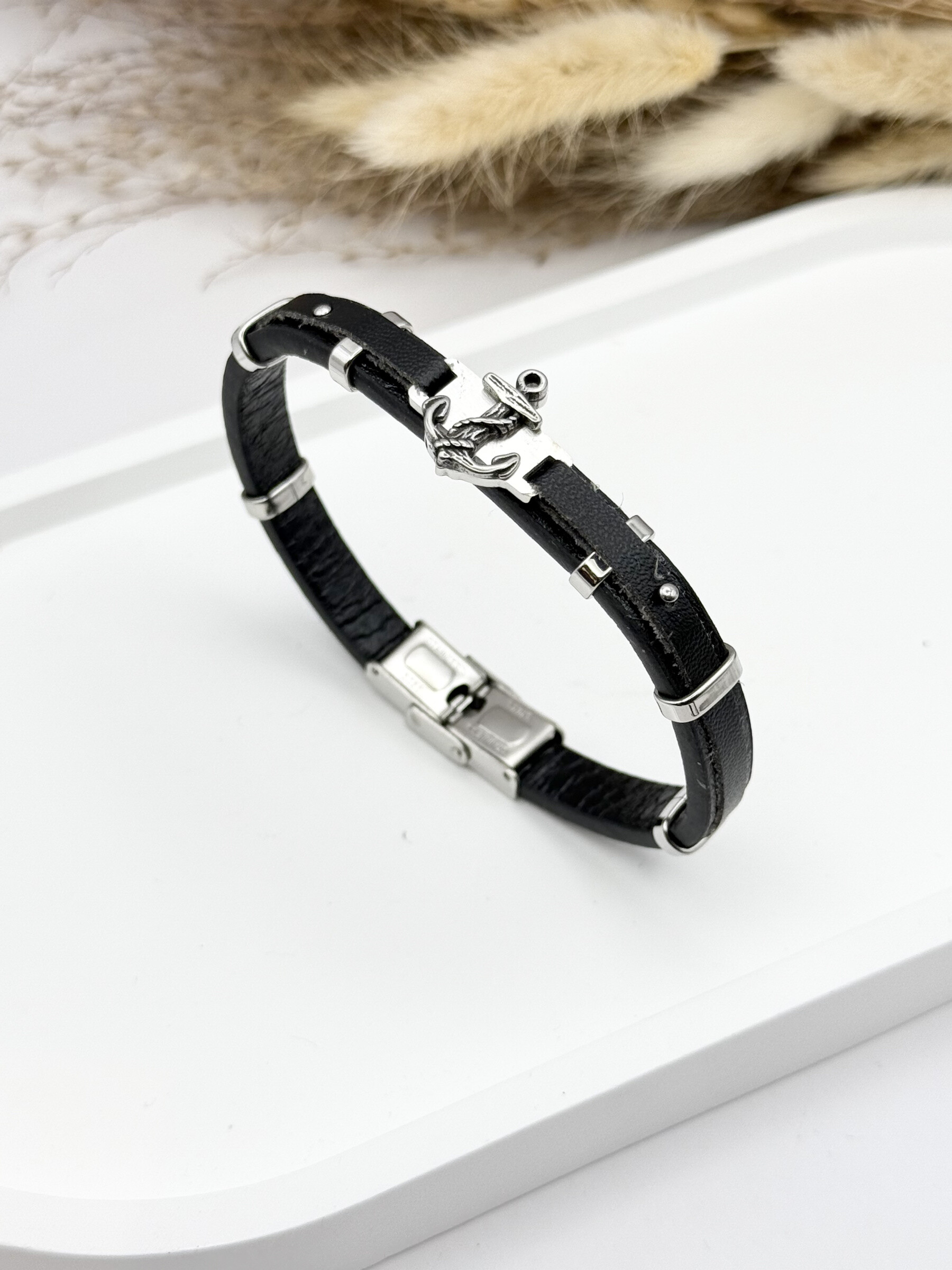 Wholesaler Ceramik - Leather bracelet and stainless steel gourmet mesh