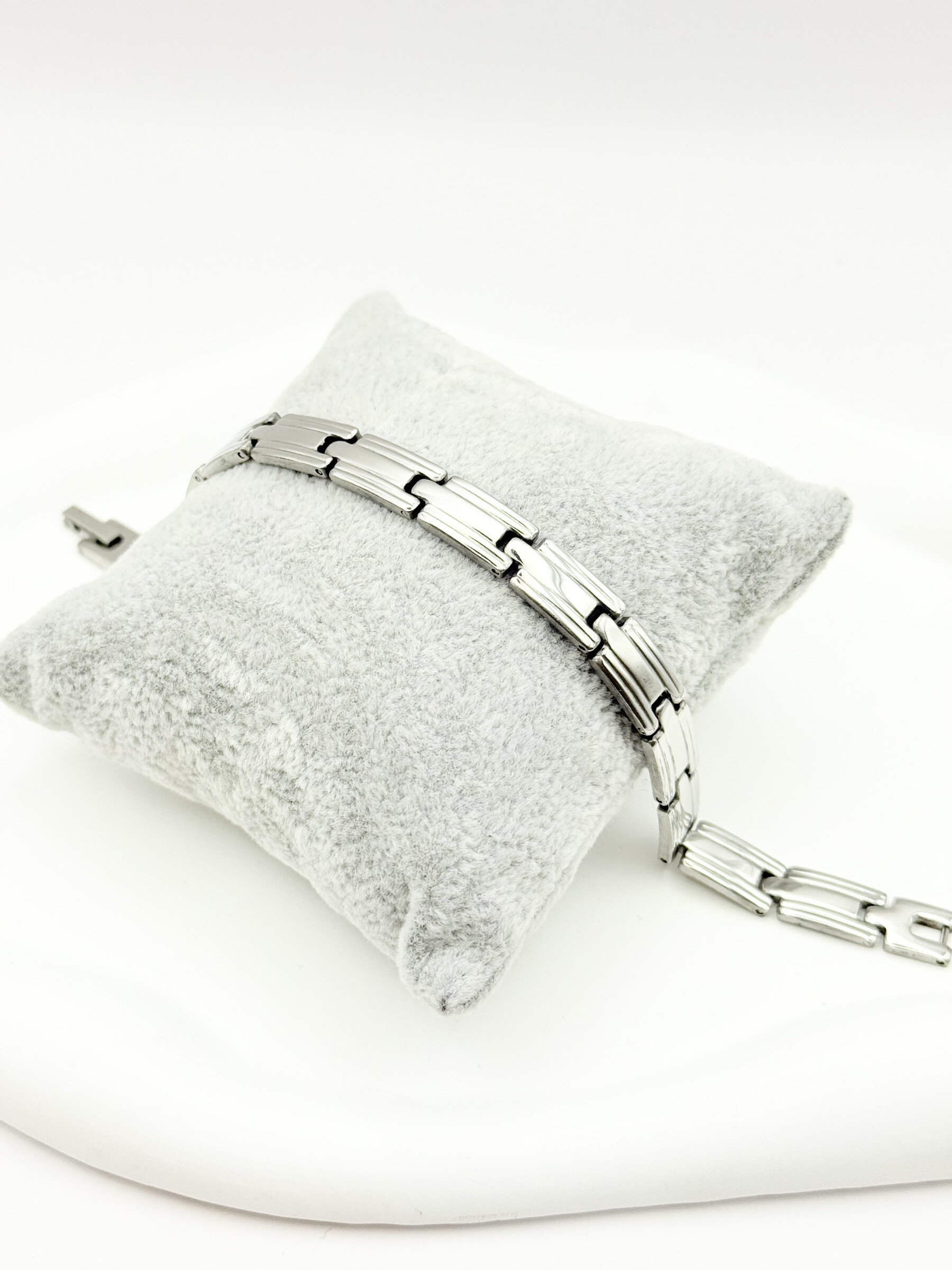 Mayorista Ceramik - Pulsera de acero inoxidable para hombre - Eslabones dobles estriados