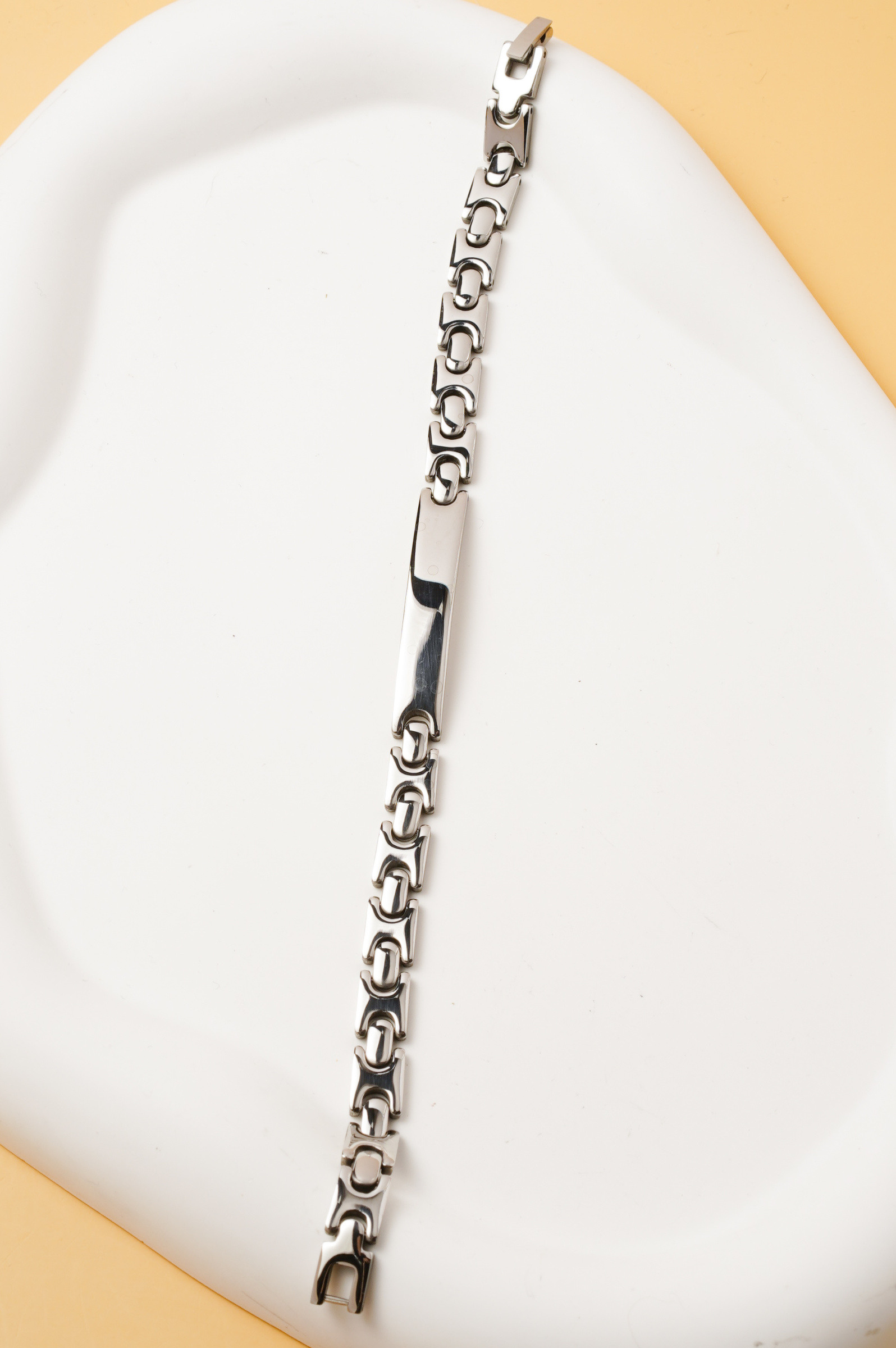 Großhändler Ceramik - Herrenarmband 20 cm / 6 mm – Edelstahl – Silberne Ausführung