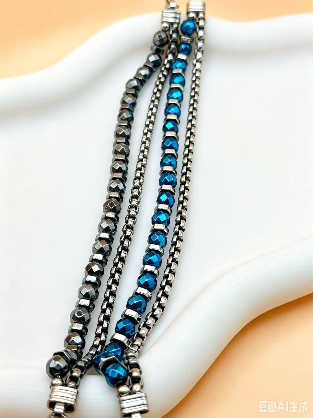 Grossiste Ceramik - Bracelet Femme Perles Facettées – Acier Inoxydable Argenté