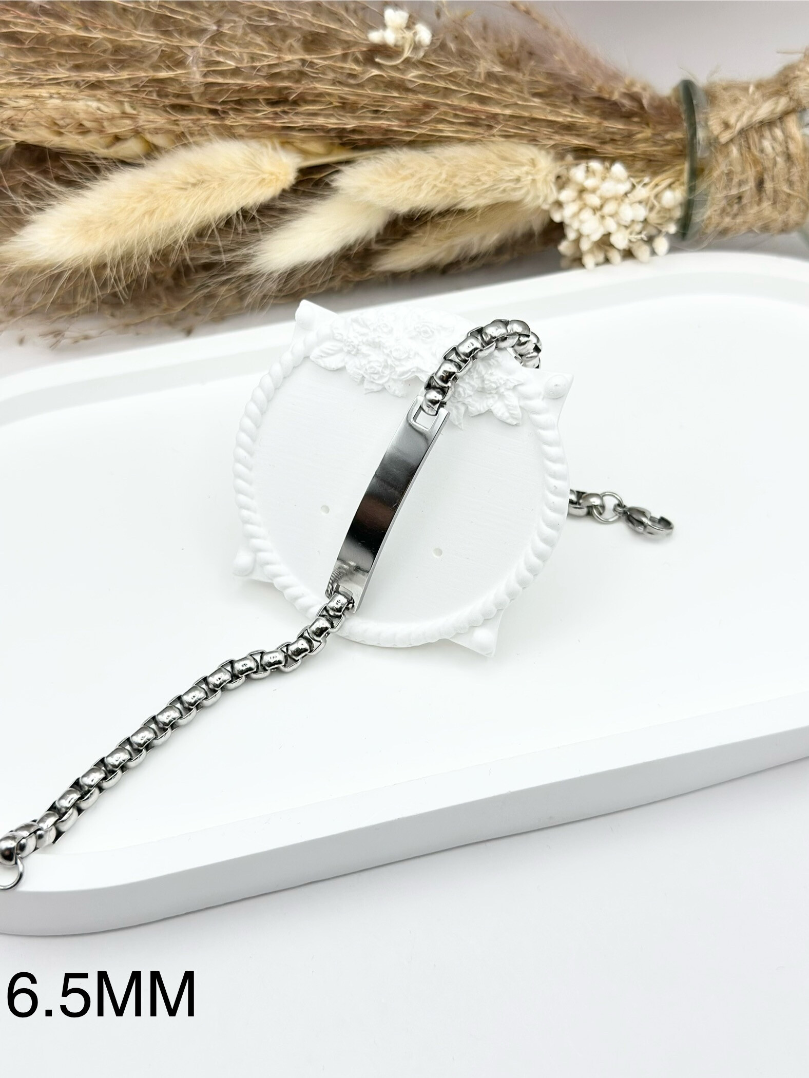 Grossista Ceramik - Bracciale in acciaio inossidabile con piastra di incisione da 6,5 ​​mm