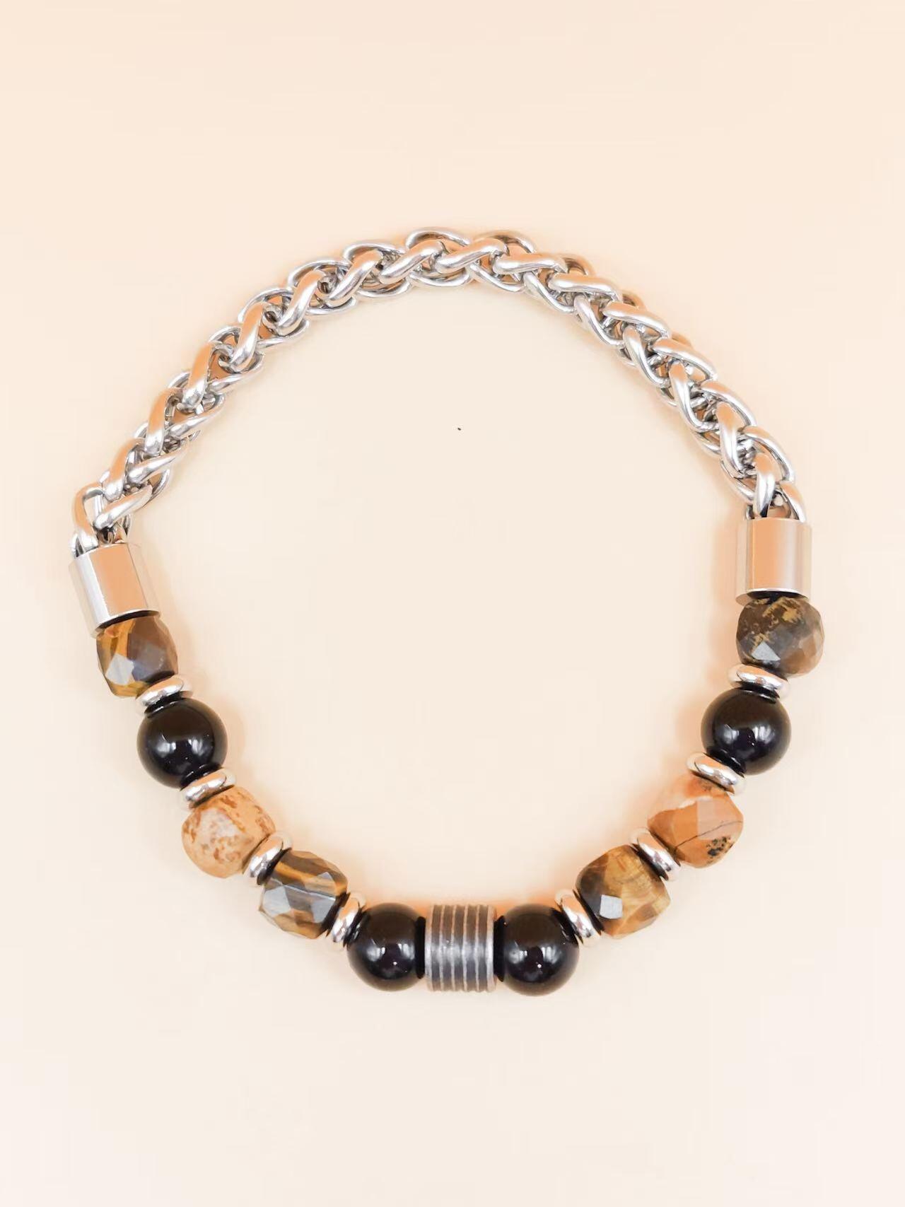 Großhändler Ceramik - Herrenarmband 20 cm – Edelstahlkette & Perlen