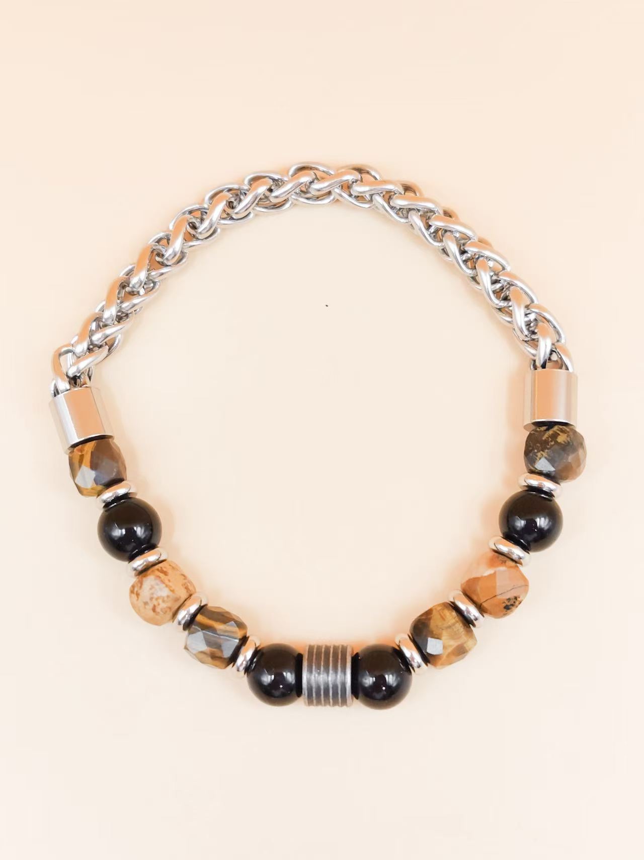 Wholesaler Ceramik - Men's Bracelet 20 cm – Stainless Steel Chain & Beads Wholesaler Ceramik - Men's Bracelet 20 cm – Stainless Steel Chain & Beads