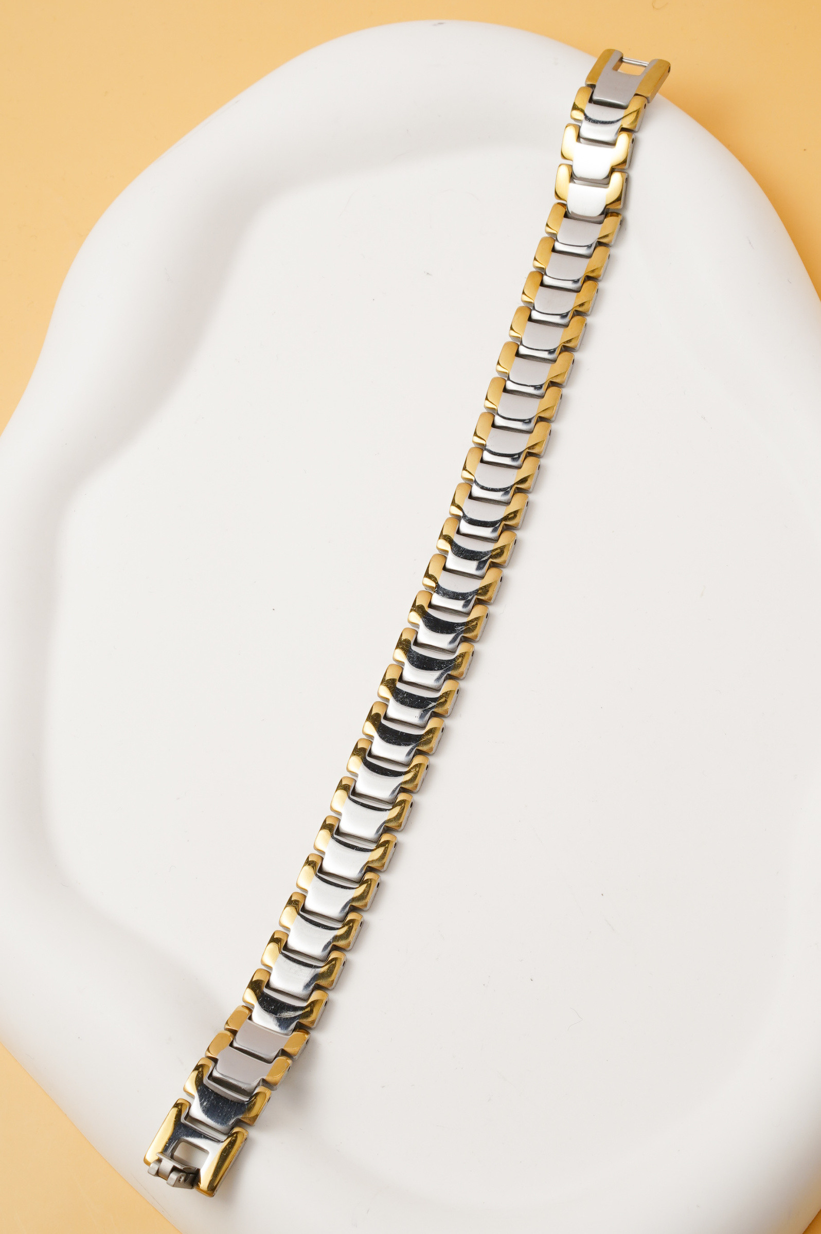 Wholesaler Ceramik - Men's Bracelet 20 cm / 11 mm – Two-Tone Gold & Silver Stainless Steel