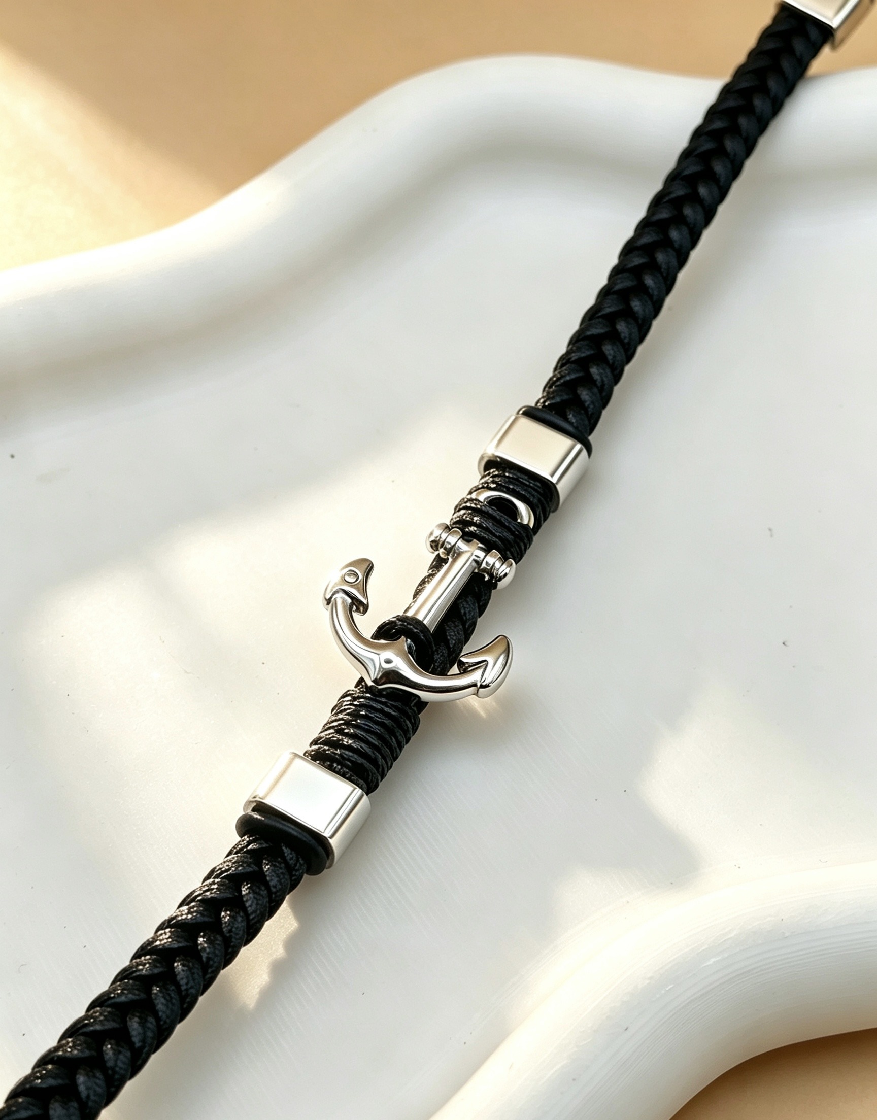Grossiste Ceramik - Bracelet Homme en PU Tressé & Acier Inoxydable ⚓️