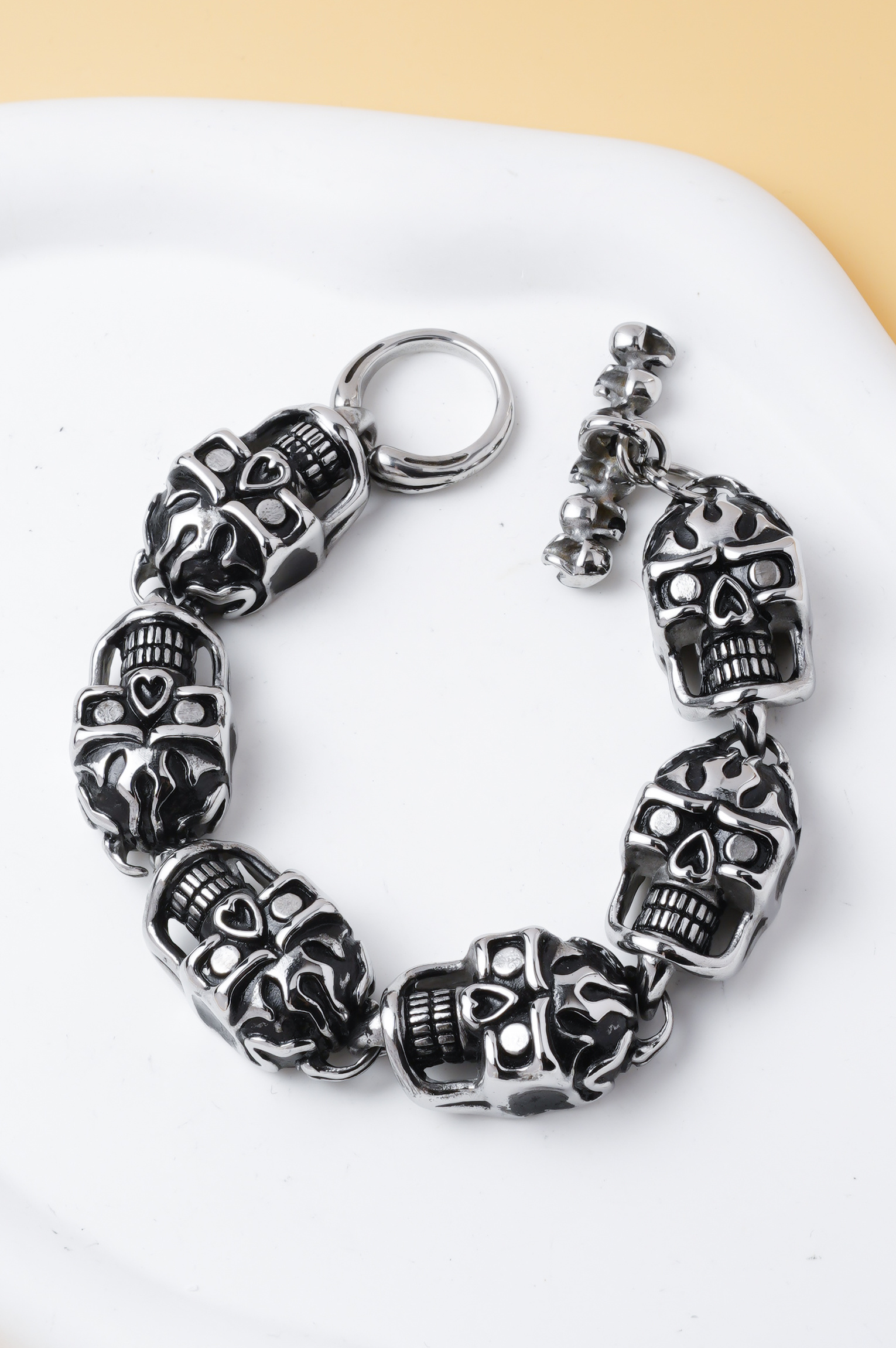 Großhändler Ceramik - Herren Armband Schädel Edelstahl 20 cm – Rock Biker Gothic Stil Schädel Armband