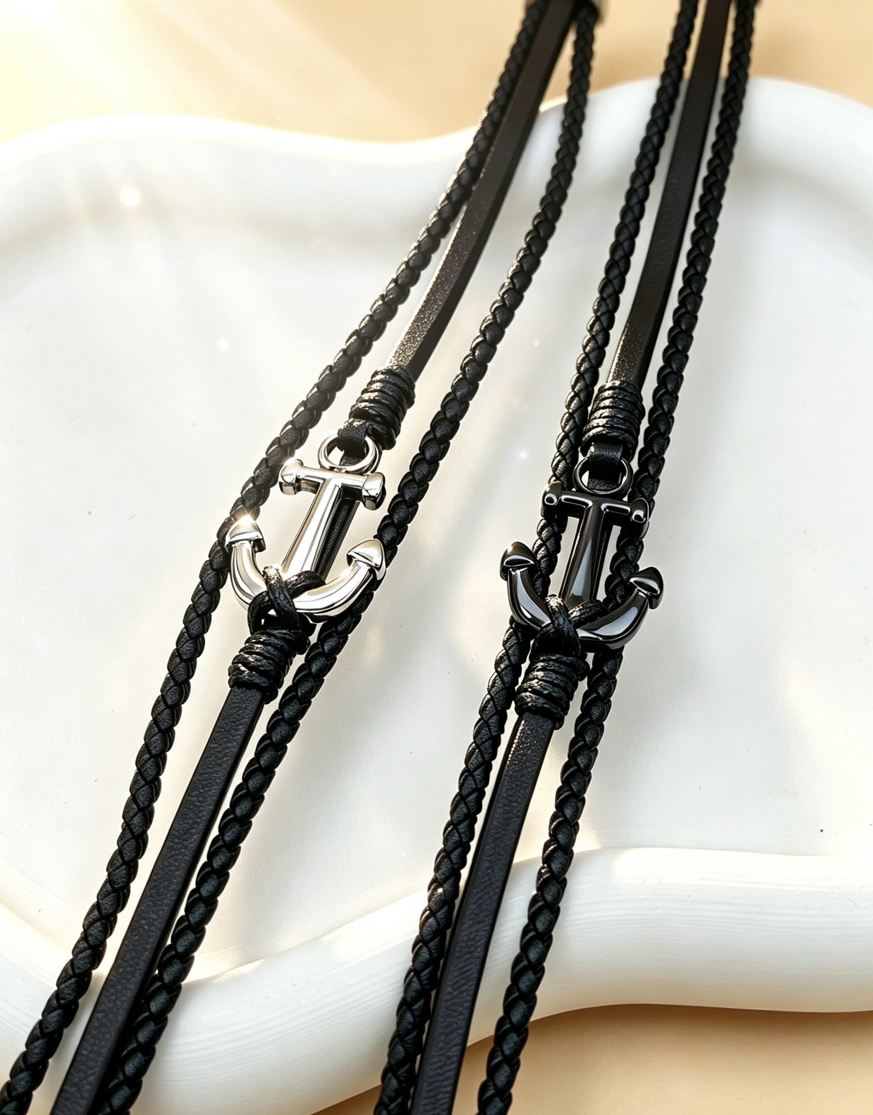 Grossiste Ceramik - Bracelet Homme en PU Noir & Acier Inoxydable ⚓️