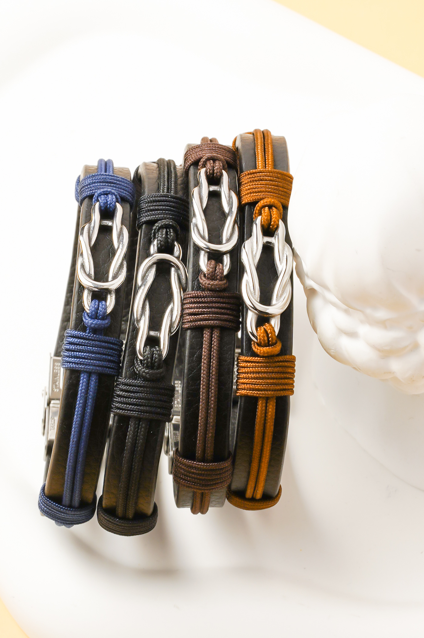 Wholesaler Ceramik - Men's Leather & Rope Bracelet – Multiple Colors Available, 20 cm