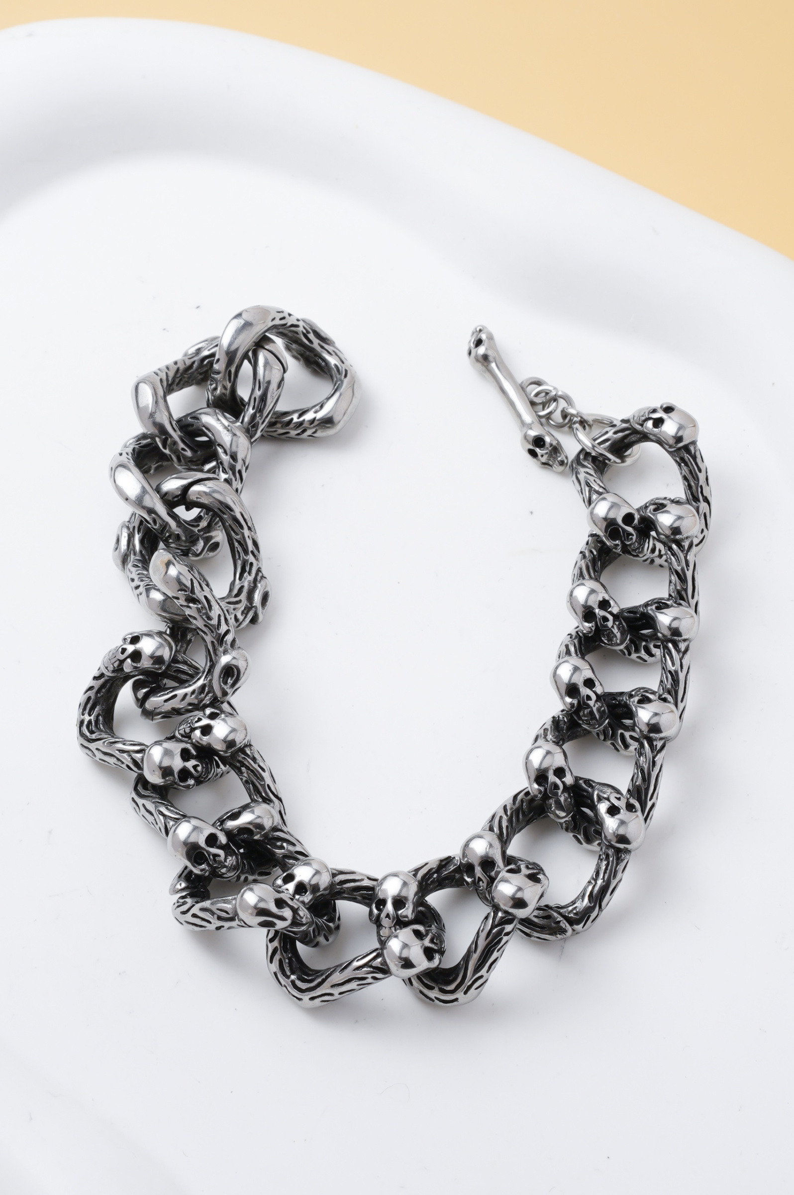 Wholesaler Ceramik - Men's Stainless Steel Bracelet 20 cm – Skull Pattern Chain Bracelet Rock Style