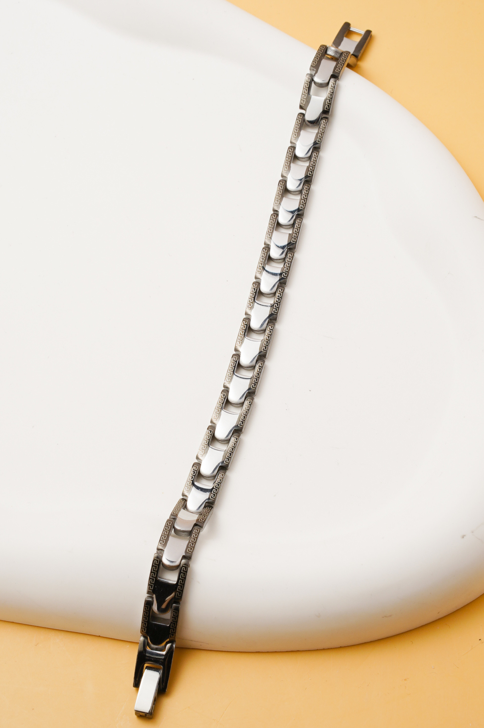 Großhändler Ceramik - Herrenarmband – Metallisch Grauer Edelstahl (20 cm)