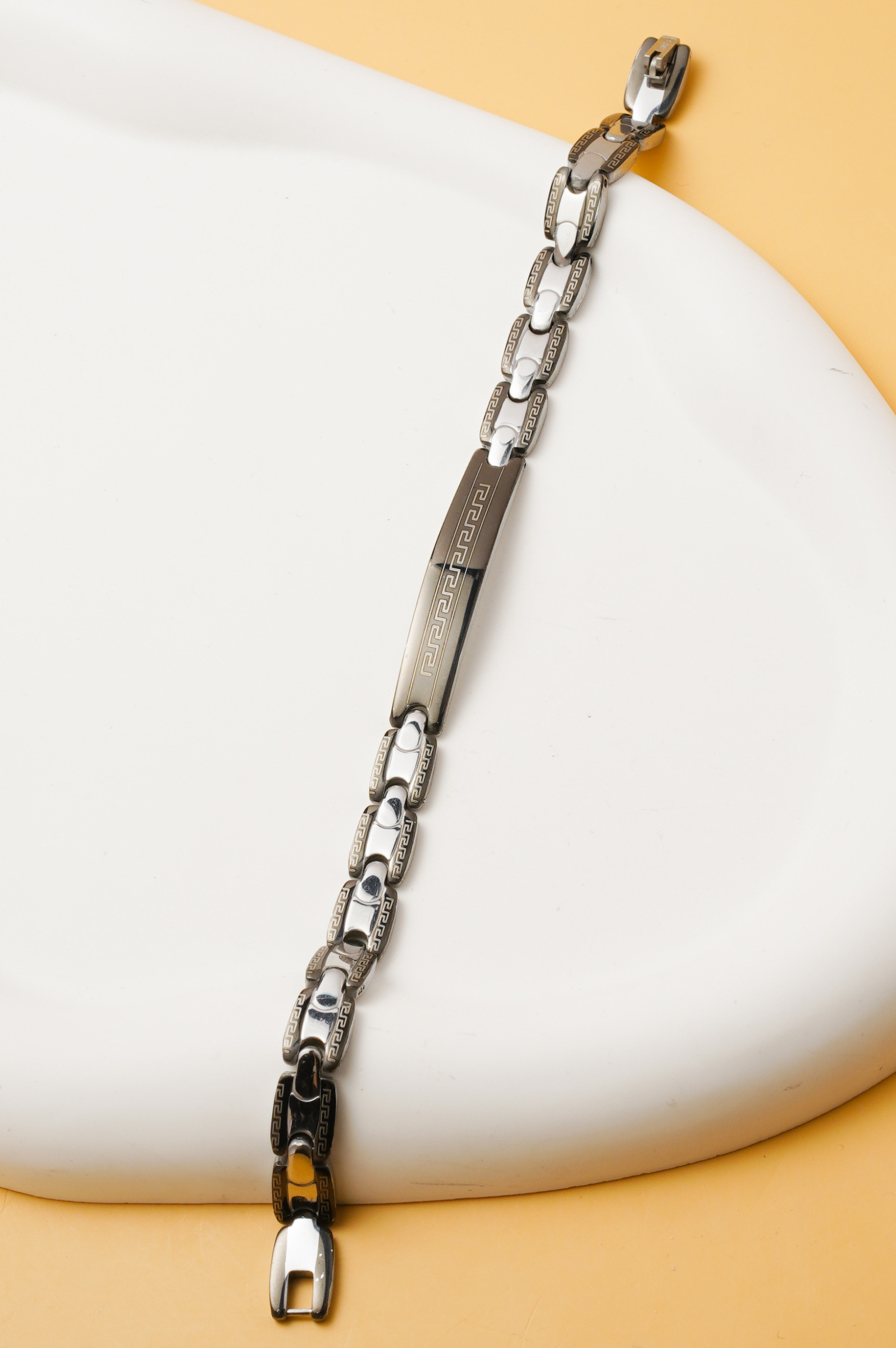 Großhändler Ceramik - Herrenarmband – Metallisch Grauer Edelstahl (20 cm)