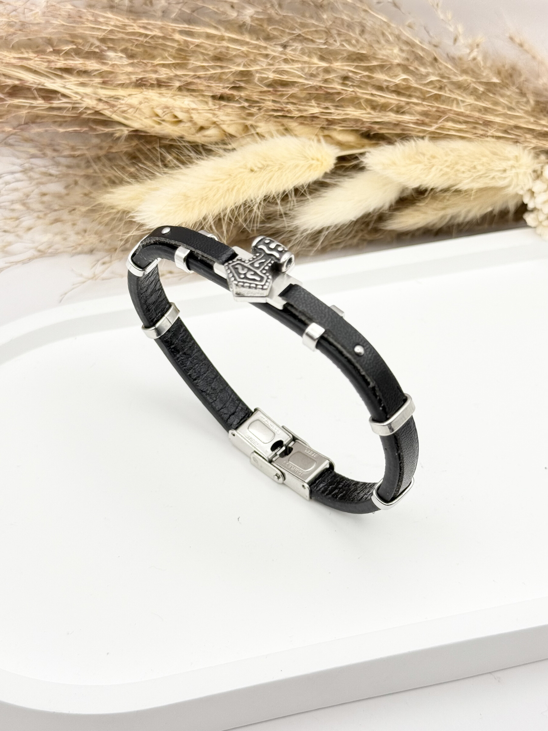 Wholesaler Ceramik - Leather bracelet and stainless steel gourmet mesh