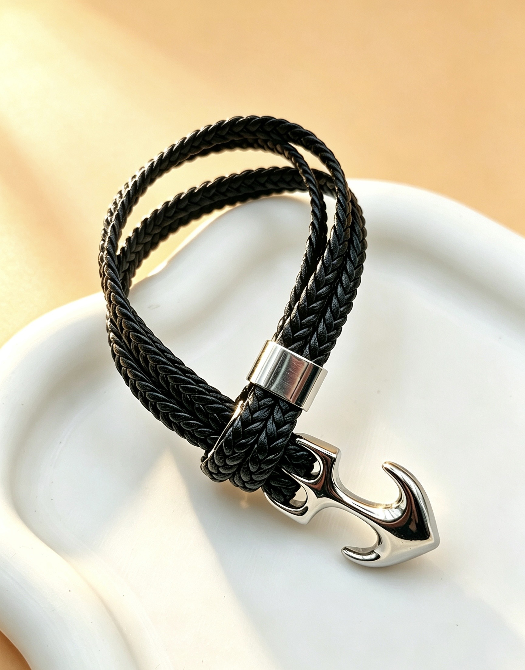 Grossiste Ceramik - Bracelet Double Tour en PU Tressé & Acier Inoxydable ⚓️