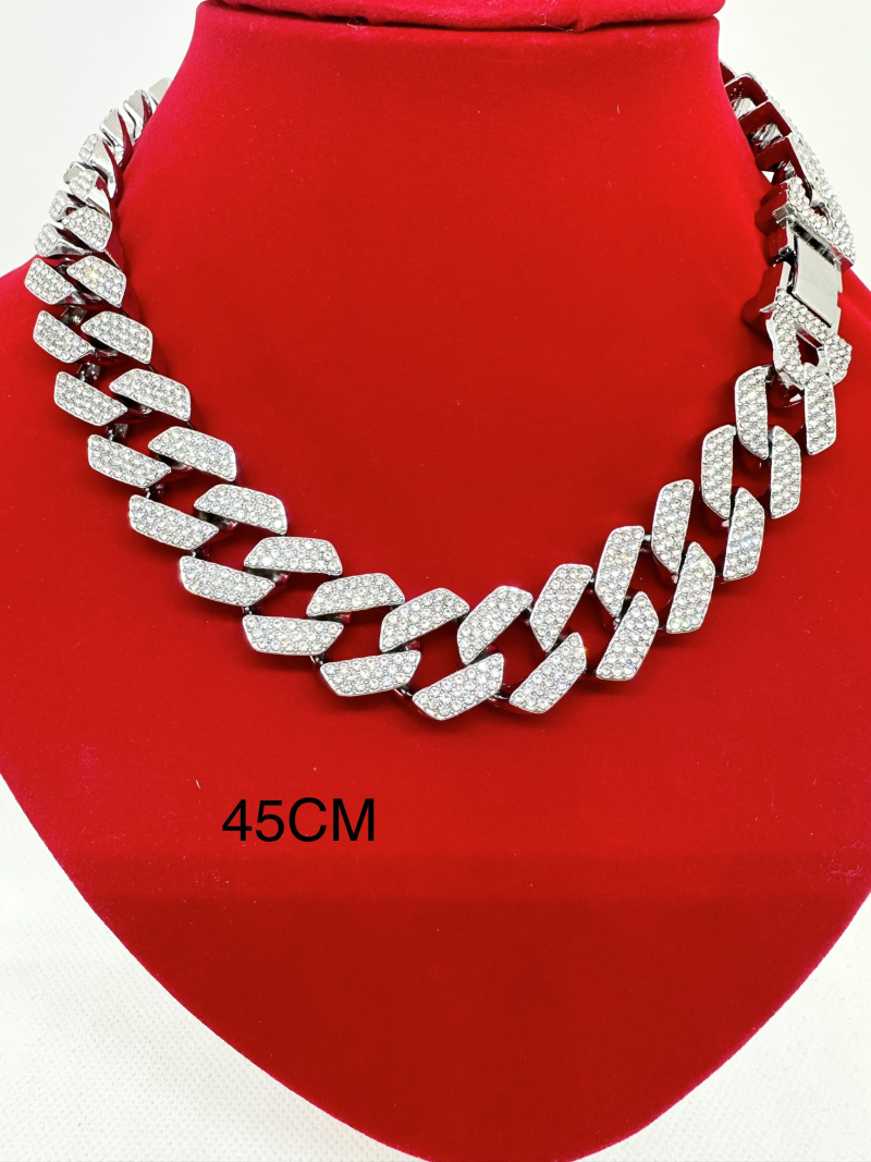 Grossiste Ceramik - COLLIER BLINGBLING Hip Hop Alliage Maille cubaine strass