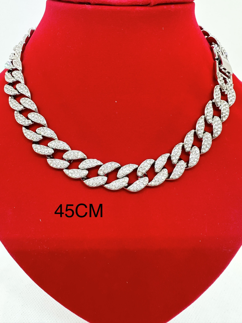 Grossiste Ceramik - COLLIER BLINGBLING Hip Hop Alliage Maille cubaine strass