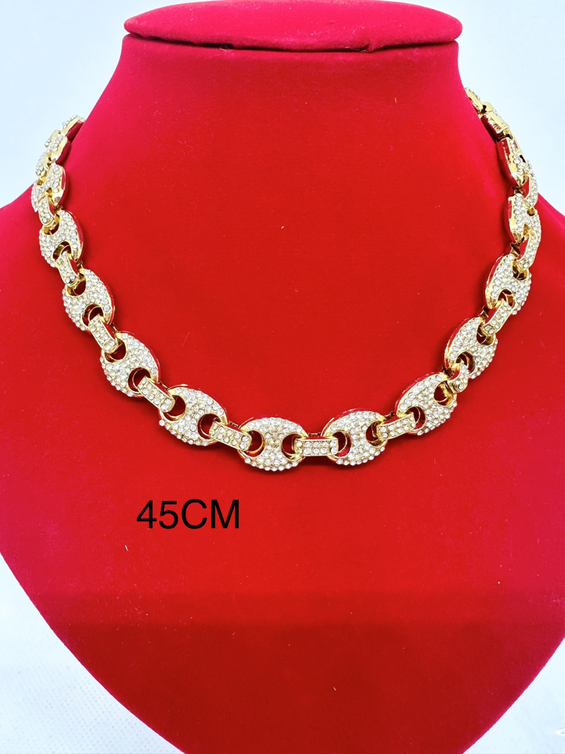 Grossiste Ceramik - COLLIER BLINGBLING Hip Hop Alliage Maille cubaine strass grain de cafe