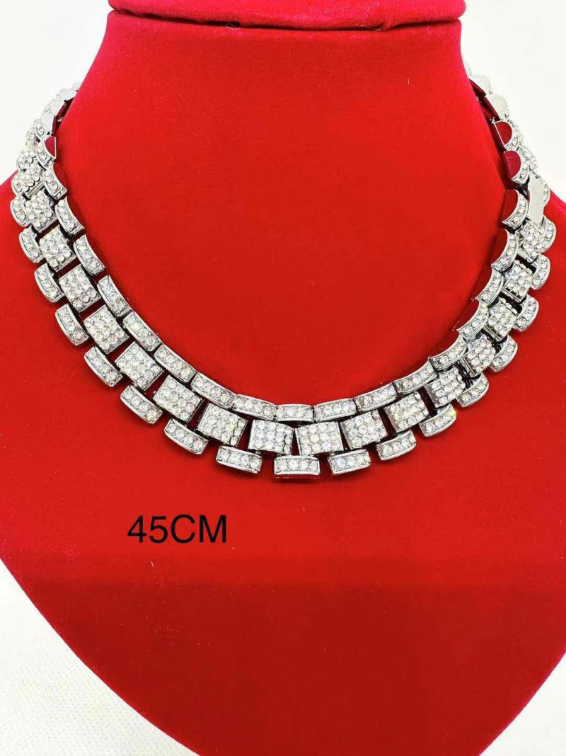 Grossiste Ceramik - COLLIER BLINGBLING Hip Hop Alliage Maille cubaine strass