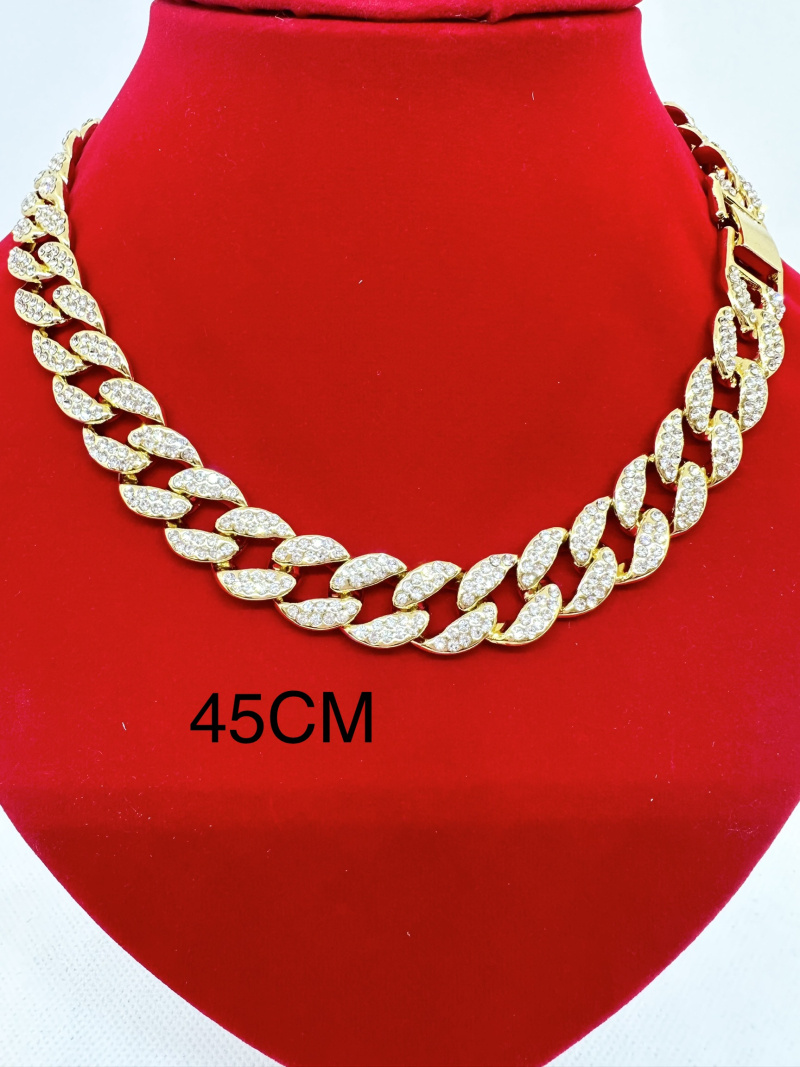 Grossiste Ceramik - COLLIER BLINGBLING Hip Hop Alliage Maille cubaine strass