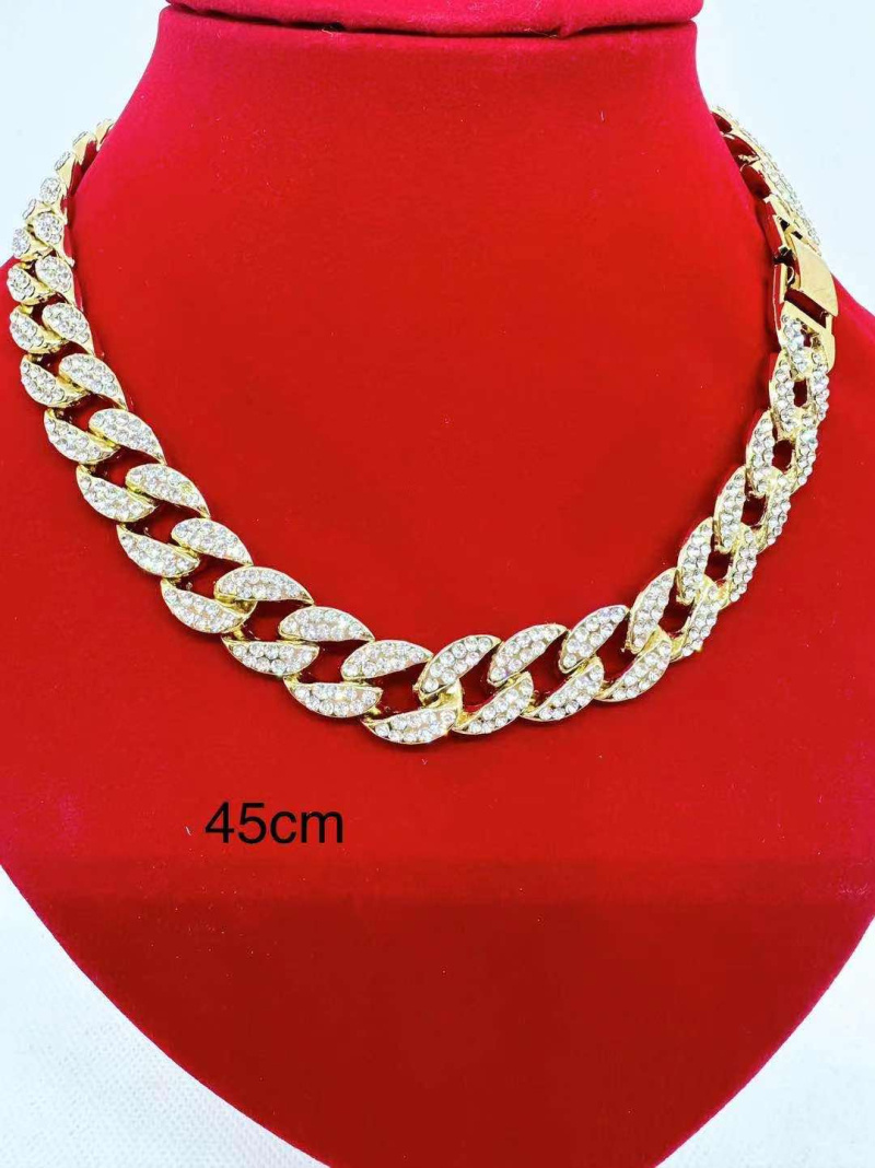 Wholesaler Ceramik - BLINGBLING NECKLACE Hip Hop Alloy Cuban Mesh Rhinestone