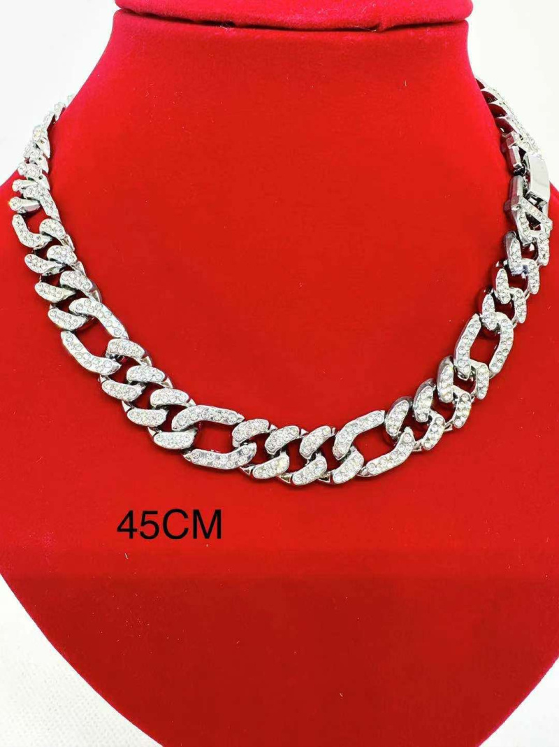 Grossiste Ceramik - COLLIER BLINGBLING Hip Hop Alliage Maille cubaine strass