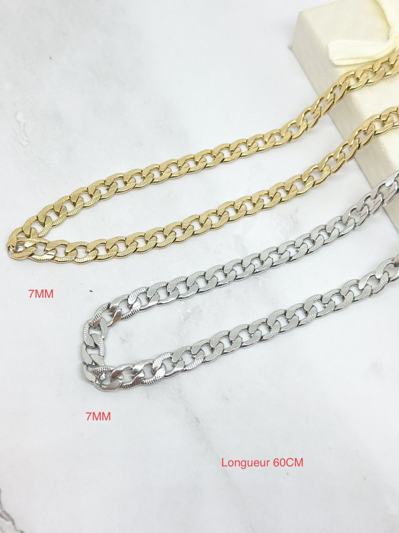 Grossista Ceramik - Collana Figaro Mesh 1 + 3 Catena in Acciaio Inossidabile / Placcato Oro / Placcato Nero 8mm