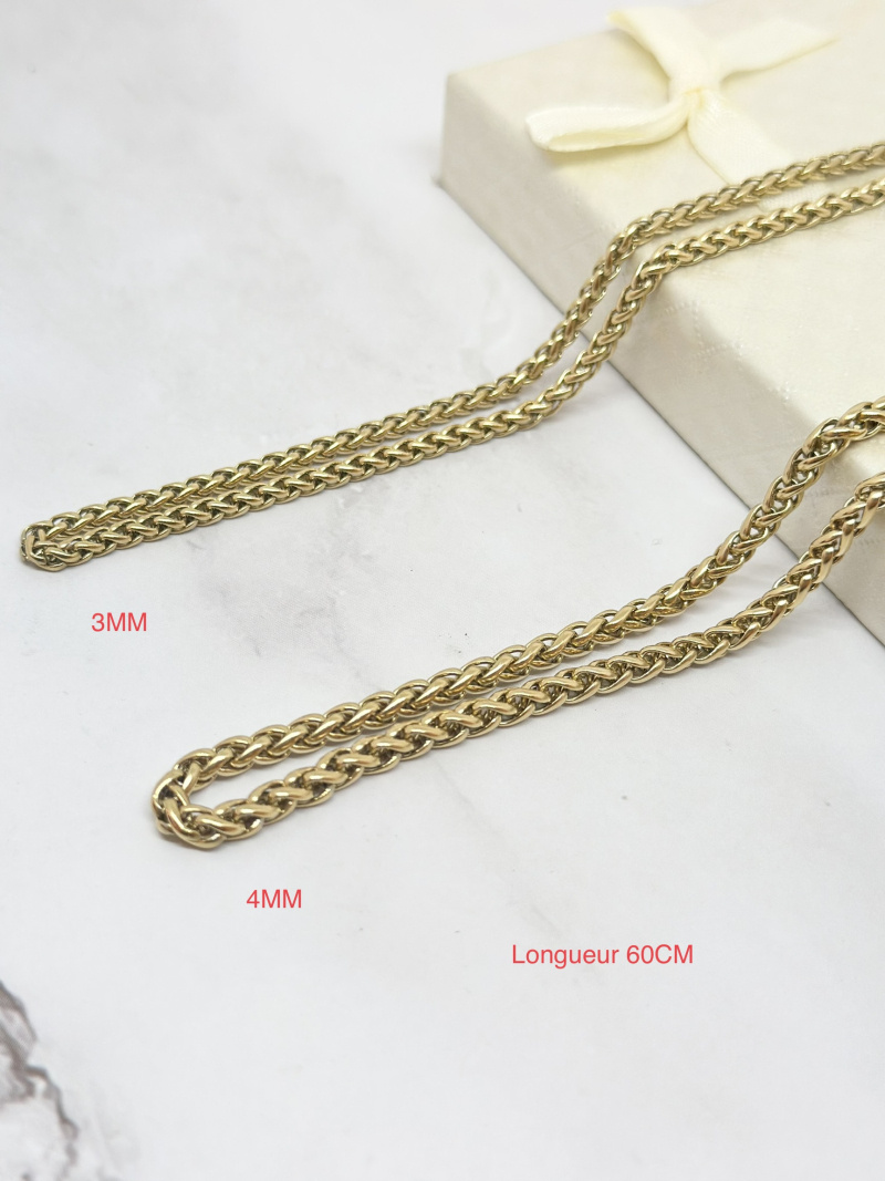Großhändler Ceramik - Figaro-Mesh-Halskette, 1+3 Edelstahlketten, Breite 4–10 mm, 60 cm