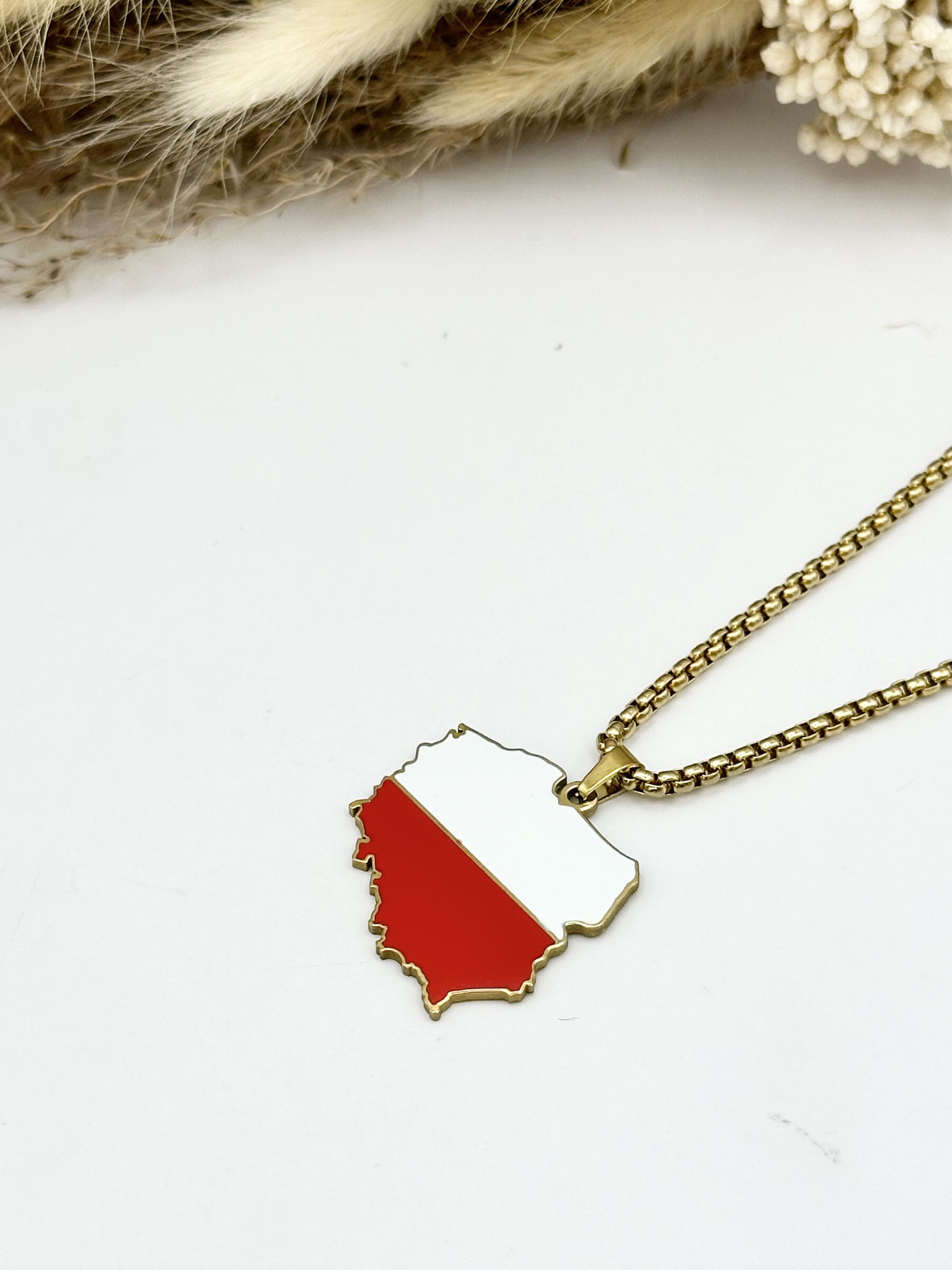 Wholesaler Ceramik - Stainless steel pendant necklace with Poland map