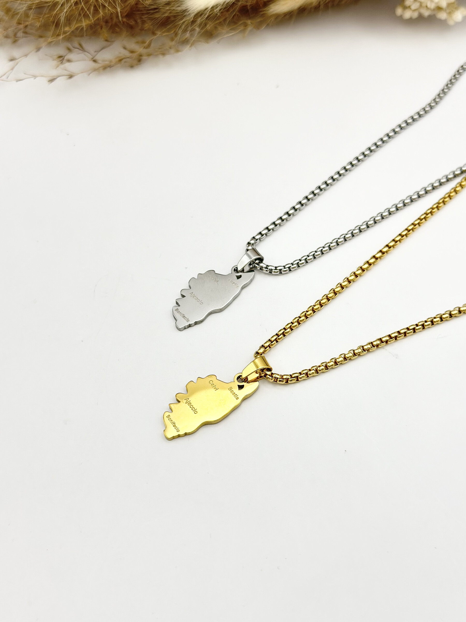Wholesaler Ceramik - Stainless steel pendant necklace with Albania map
