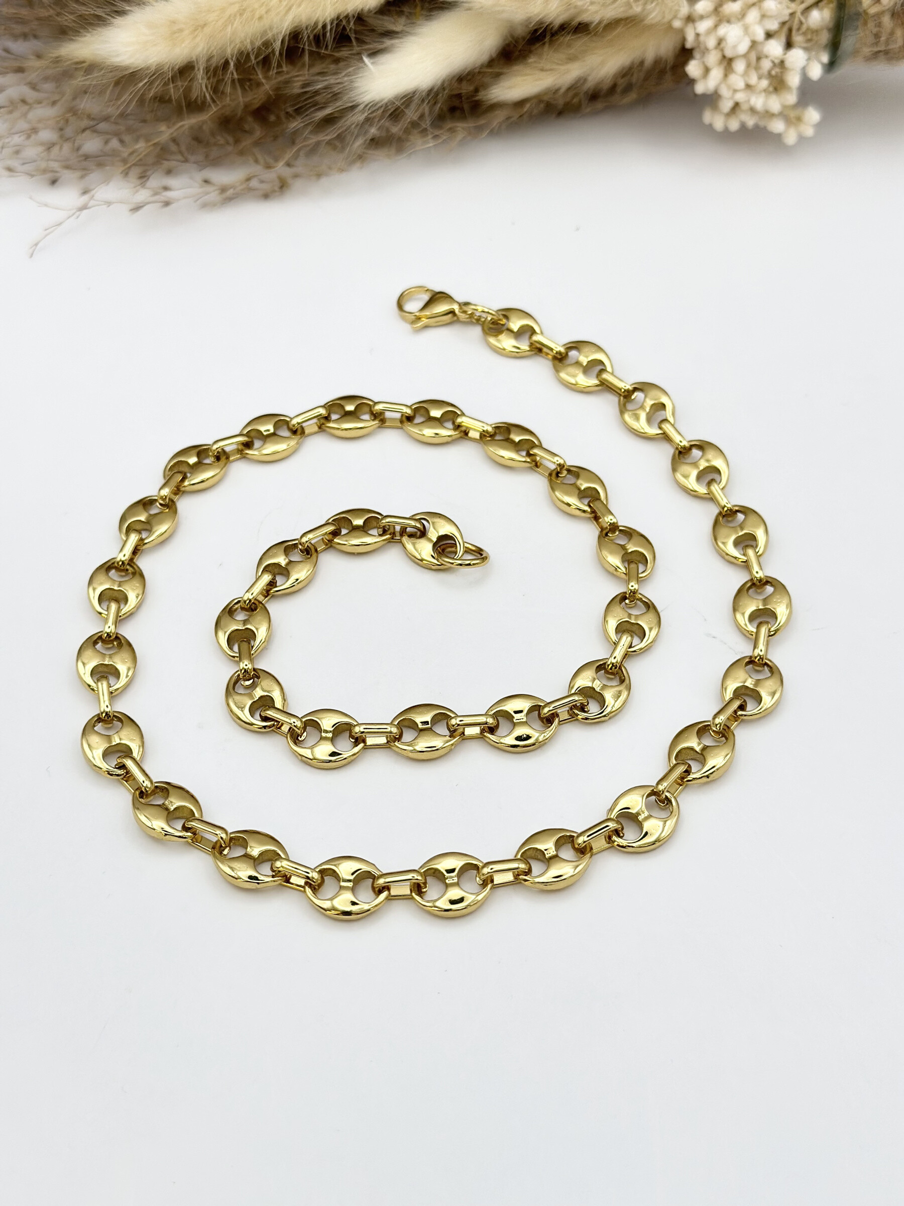 Wholesaler Ceramik - Coffee Bean Necklace in Stainless Steel 4 colors and 4 sizes to choose from