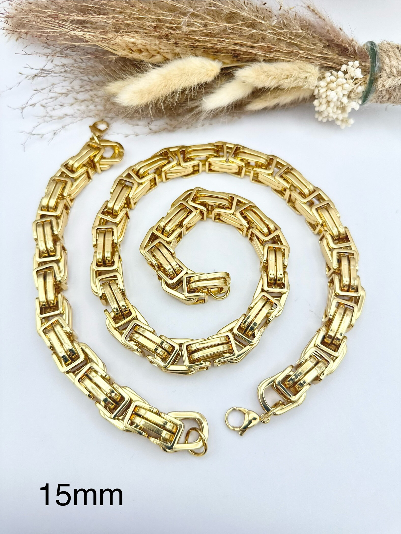 Wholesaler Ceramik - PARURE BRACELET ET CHAINE ACIER INOXYDABLE Maille 4MM  entrelaçée torsadée