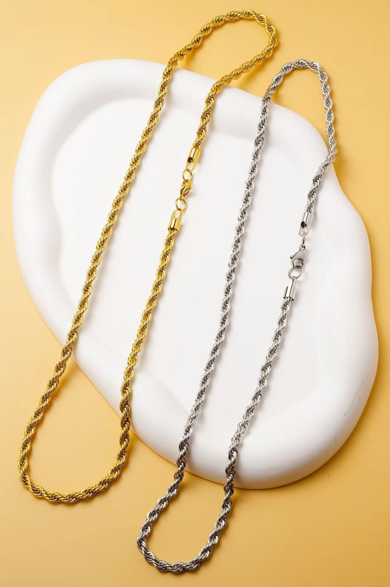 Großhändler Ceramik - Gedrehte Kette – Edelstahl