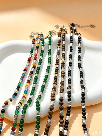 Mayorista Ceramik - Collar delicado con piedras naturales y separadores texturizados | Acero inoxidable plateado ajustable, disponible en varios colores Mayorista Ceramik - Collar delicado con piedras naturales y separadores texturizados | Acero inoxidable plateado ajustable, disponible en varios colores