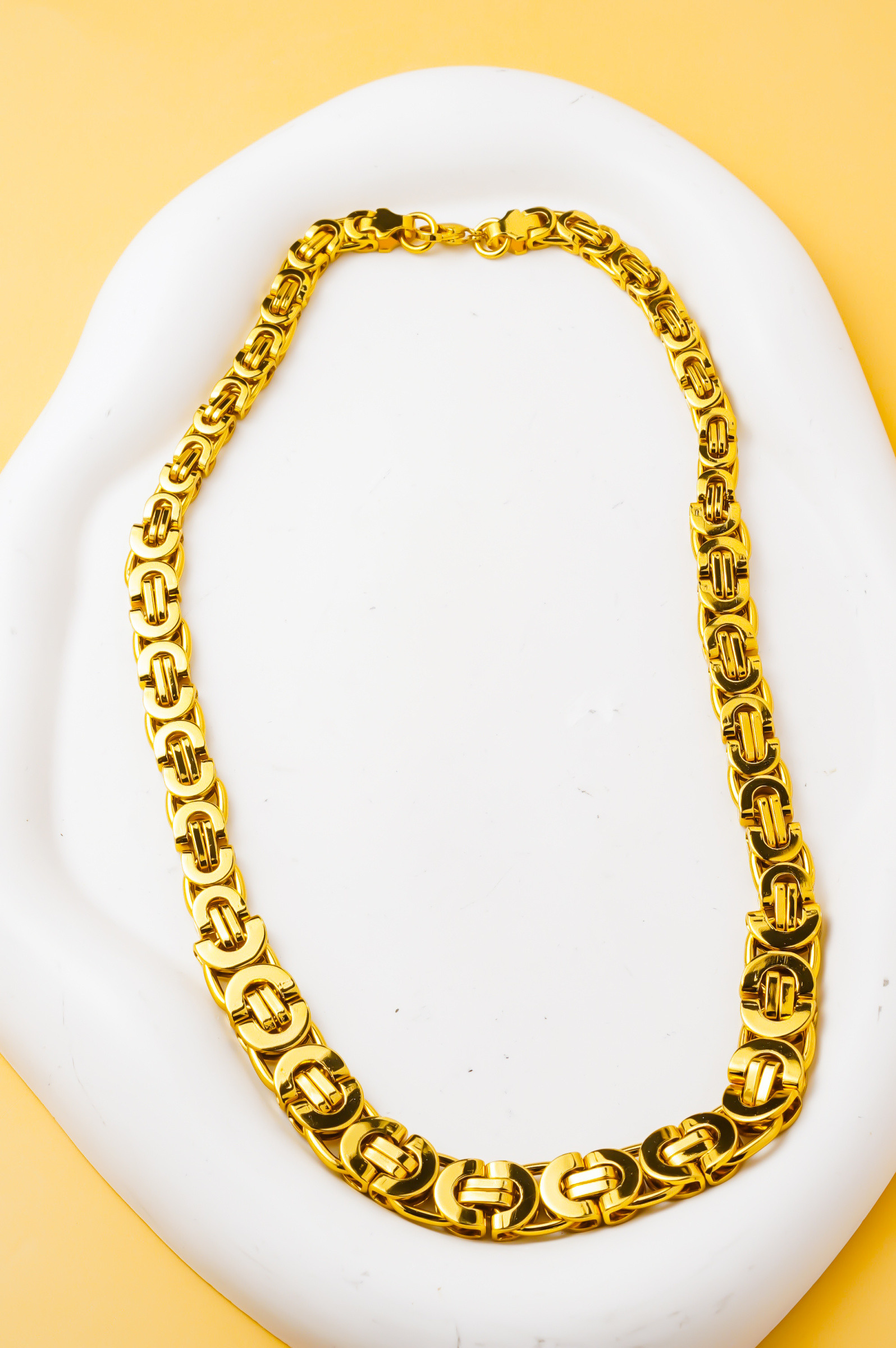 Großhändler Ceramik - Herren Halskette aus Edelstahl 50CM – Stärke 5-14MM | Luxuriöser Goldstil