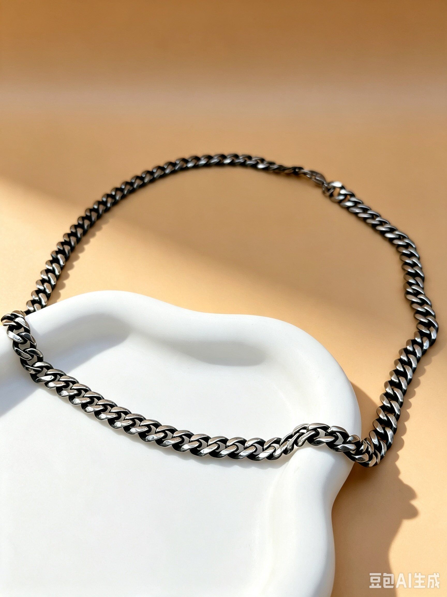 Wholesaler Ceramik - Men's Cuban chain necklace with aged black finish in stainless steel - 50cm