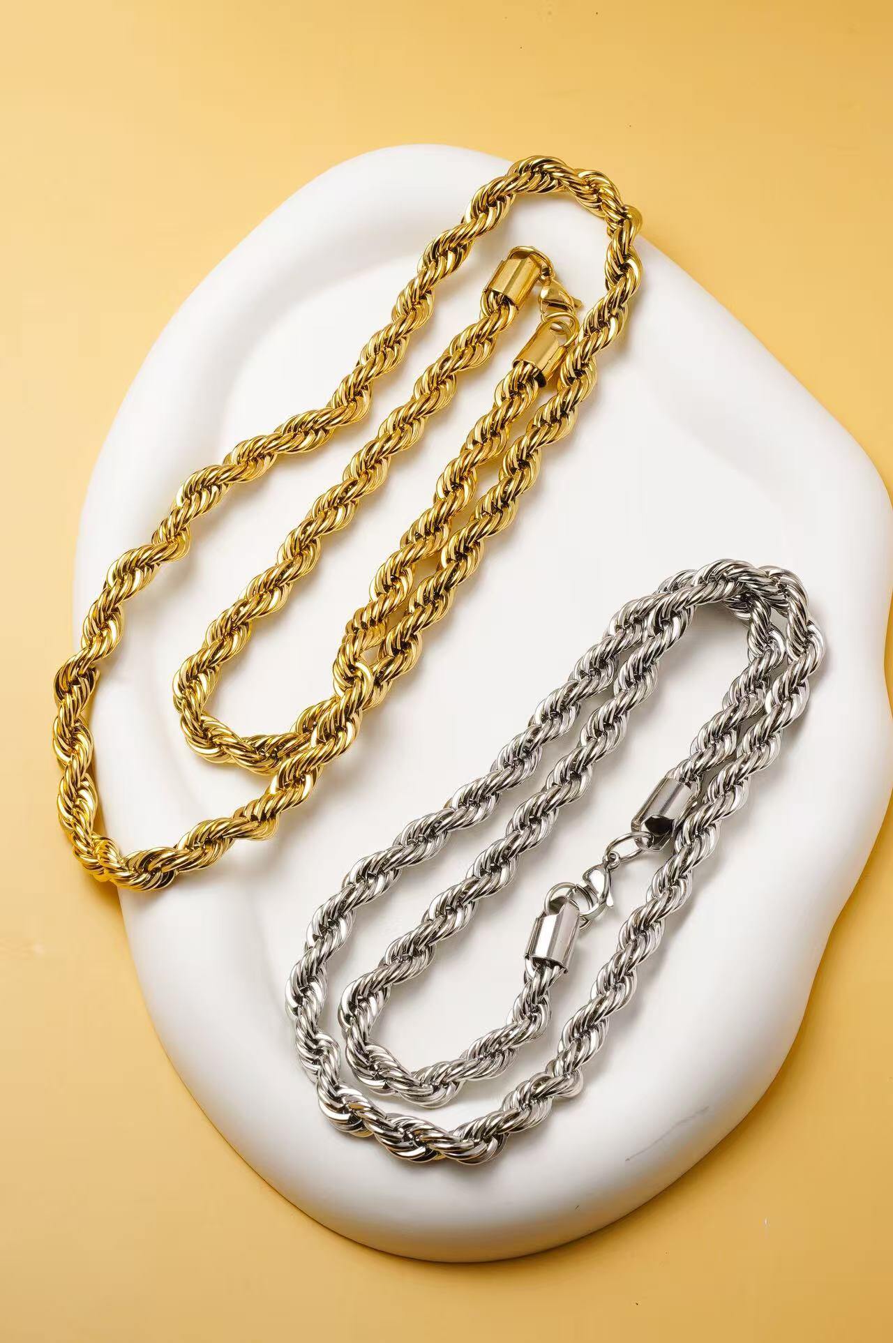 Großhändler Ceramik - Gedrehte Kette – Edelstahl