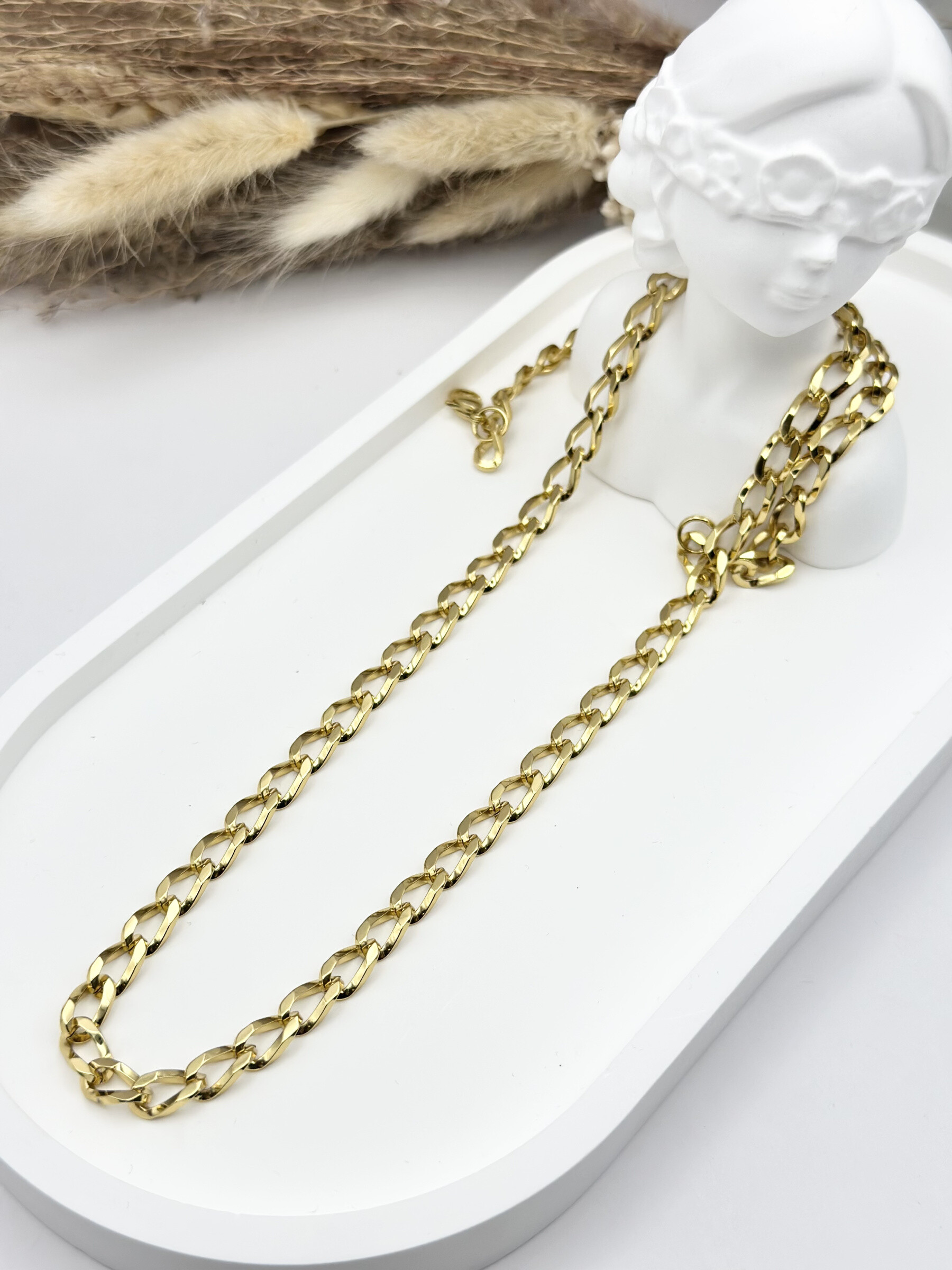 Wholesaler Ceramik - Round Palm Tree Mesh Necklace Stainless Steel Chain width 5-7MM 60CM