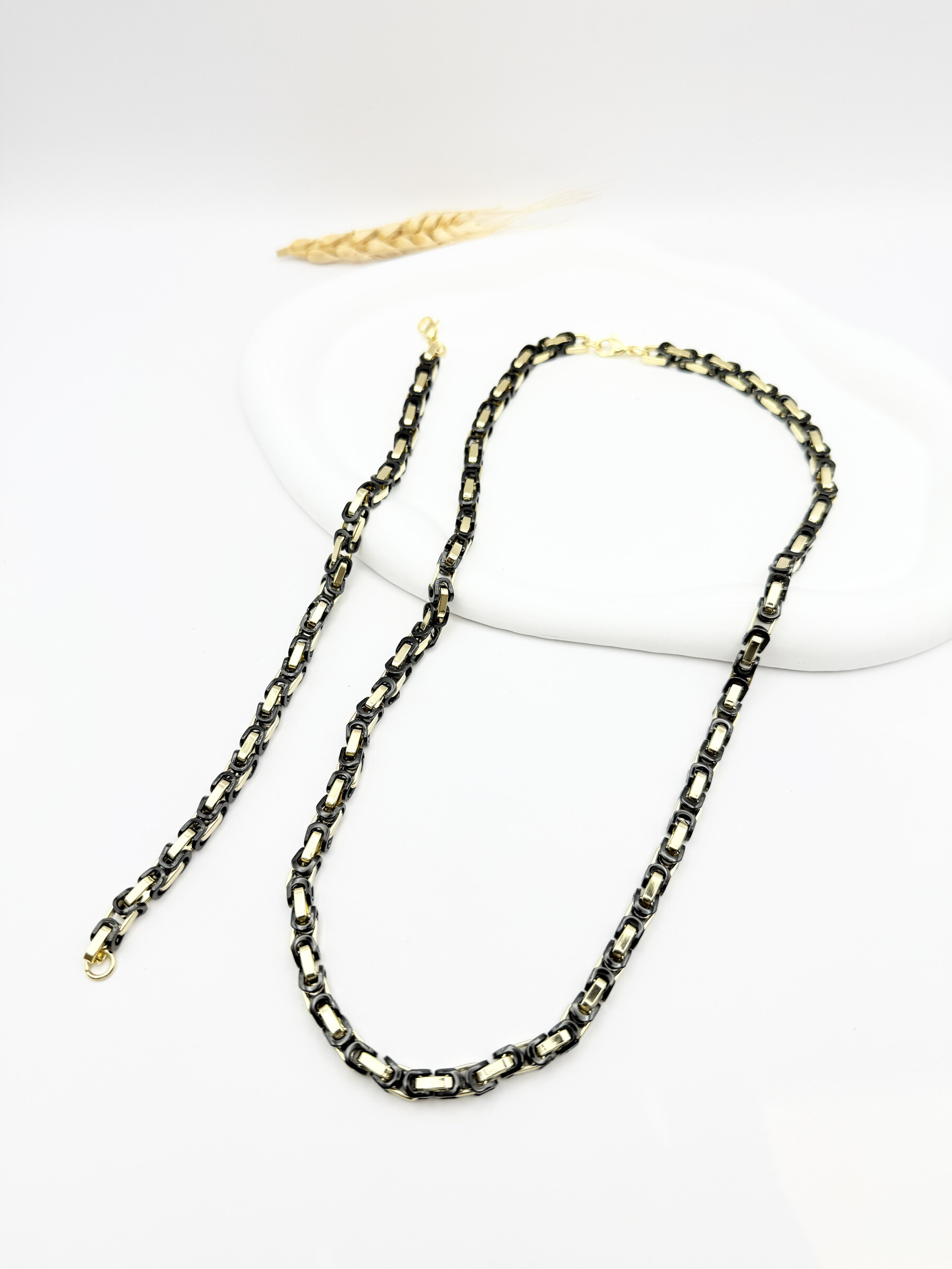 Wholesaler Ceramik - Stainless steel necklace + bracelet set - Width 6 mm