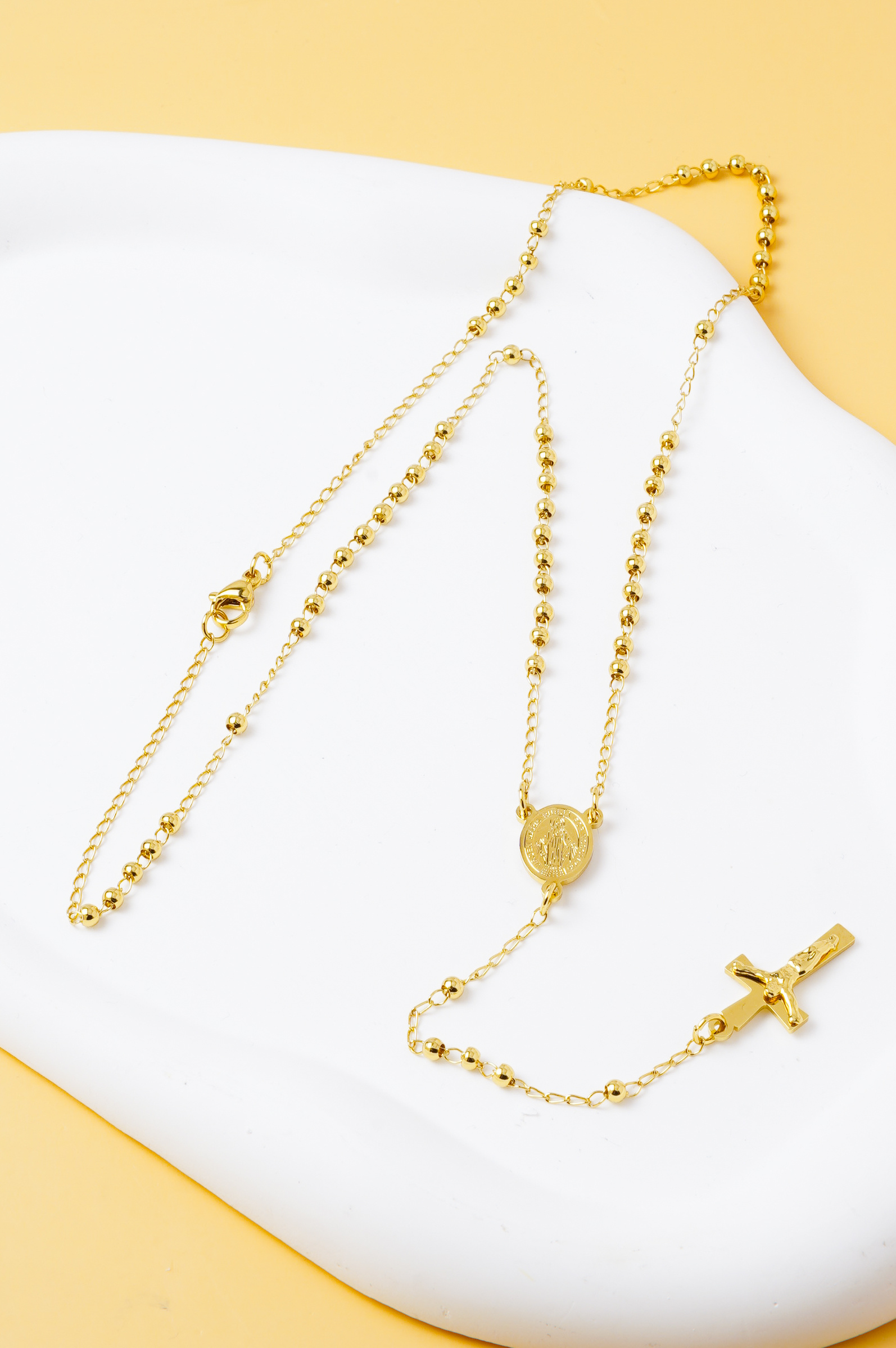 Wholesaler Ceramik - Women's Stainless Steel Necklace – 50 cm – 3 mm Beads – Rosary Style
