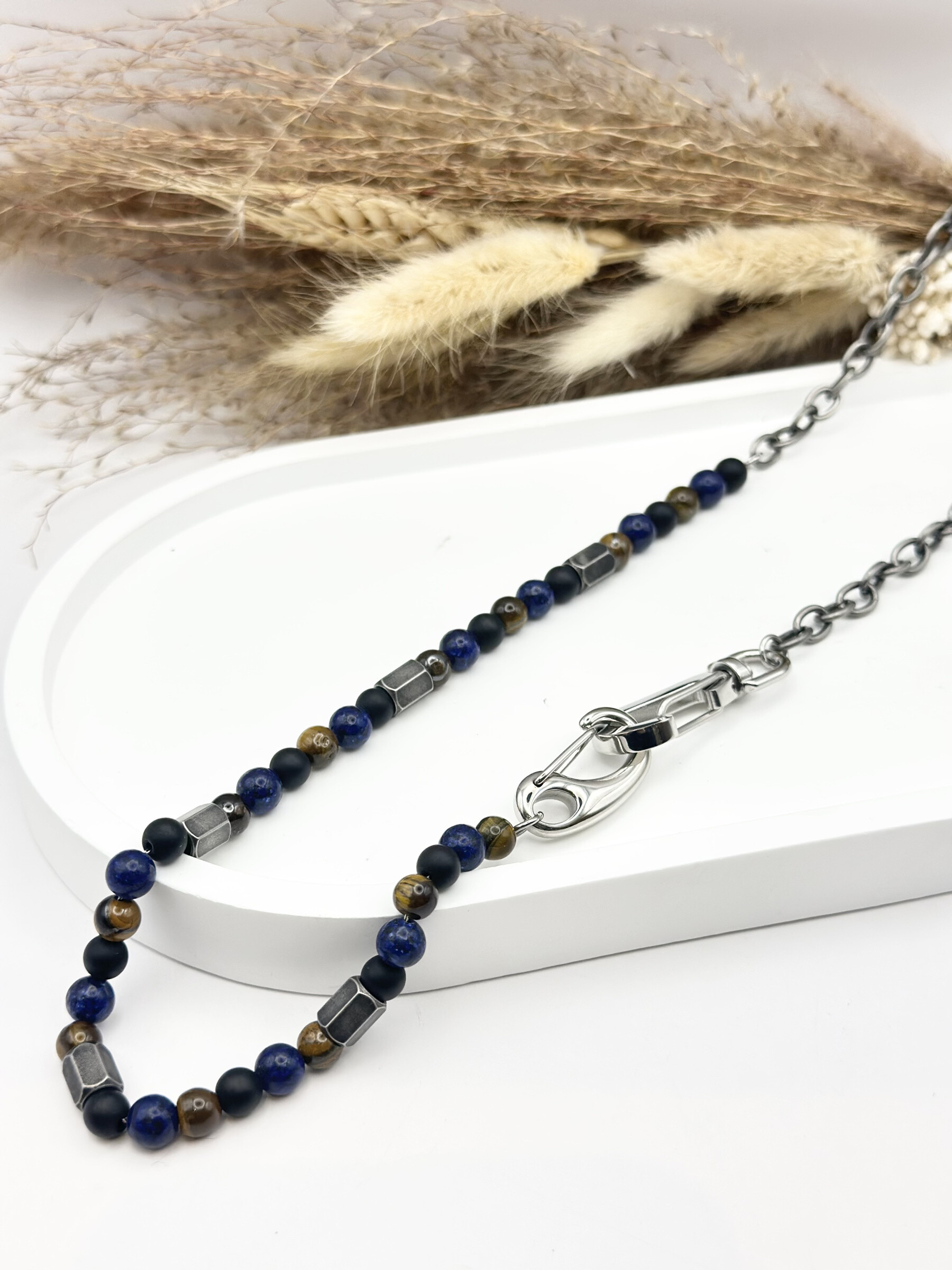 Wholesaler Ceramik - Stainless steel keychain chain and natural stones-55 cm