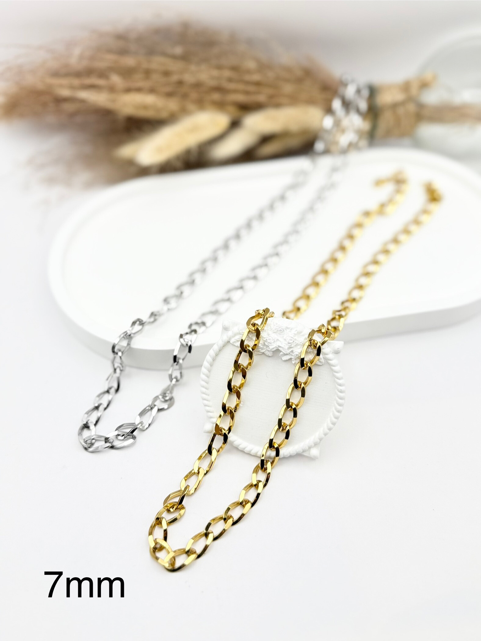 Wholesaler Ceramik - Round Palm Tree Mesh Necklace Stainless Steel Chain width 5-7MM 60CM