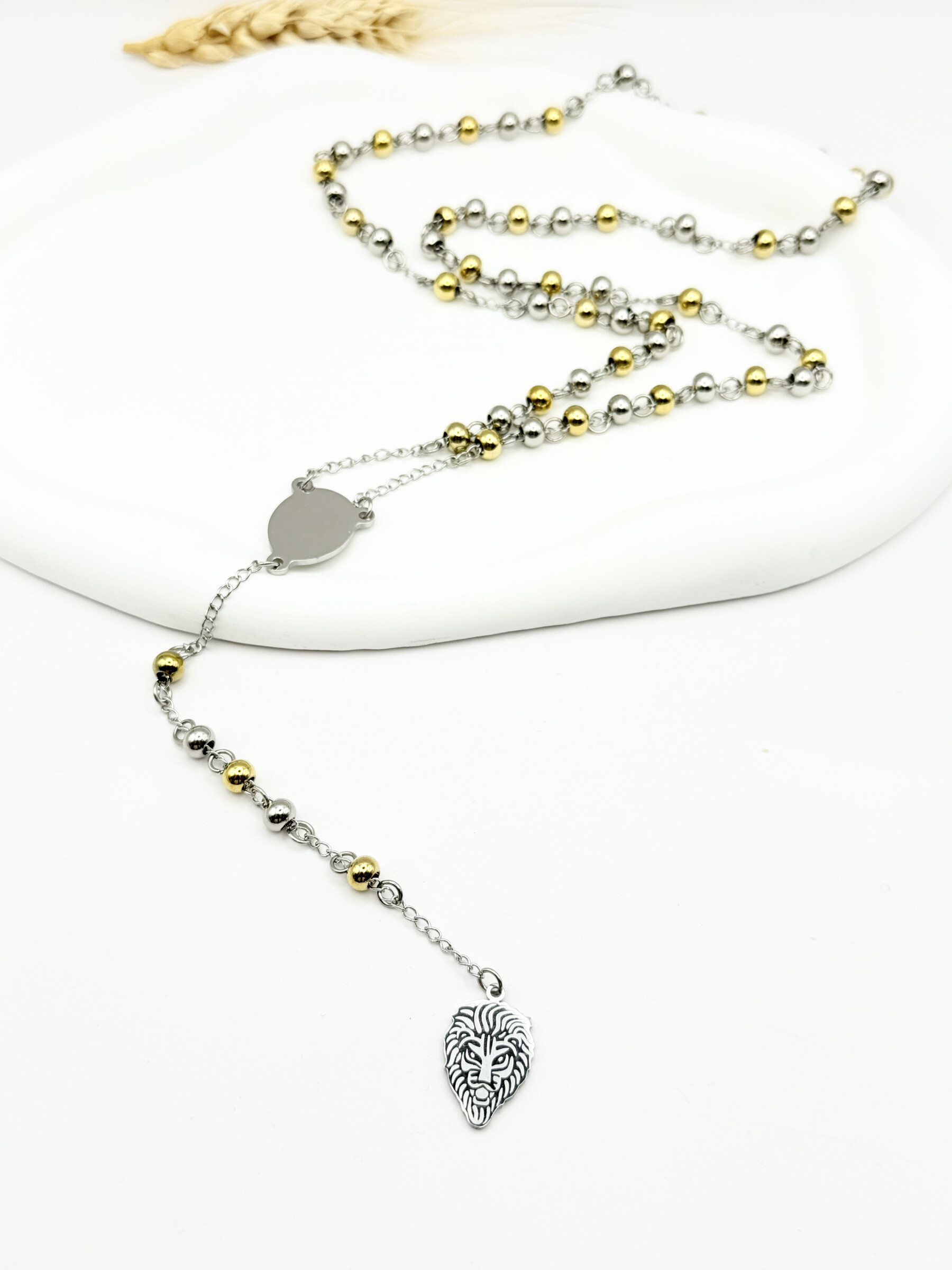 Wholesaler Ceramik - Stainless steel rosary necklace - 6 mm bead - 70 cm