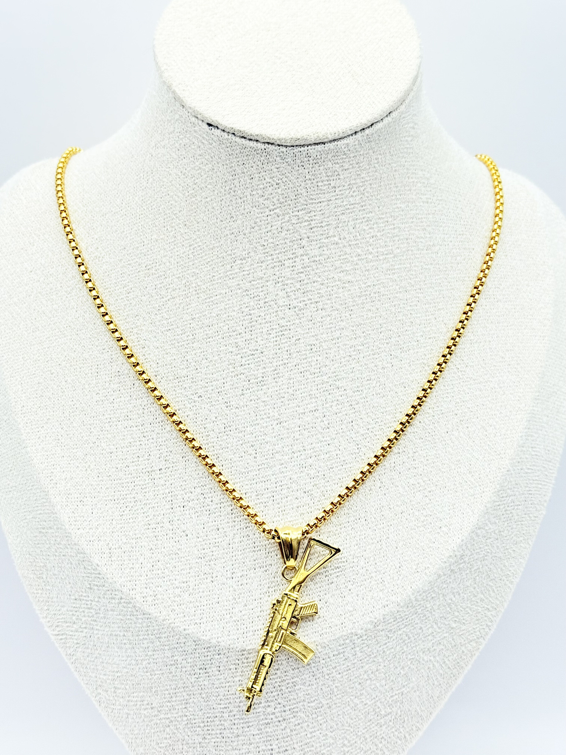 Wholesaler Ceramik - Gold-plated stainless steel rifle pendant necklace – Length 55 cm