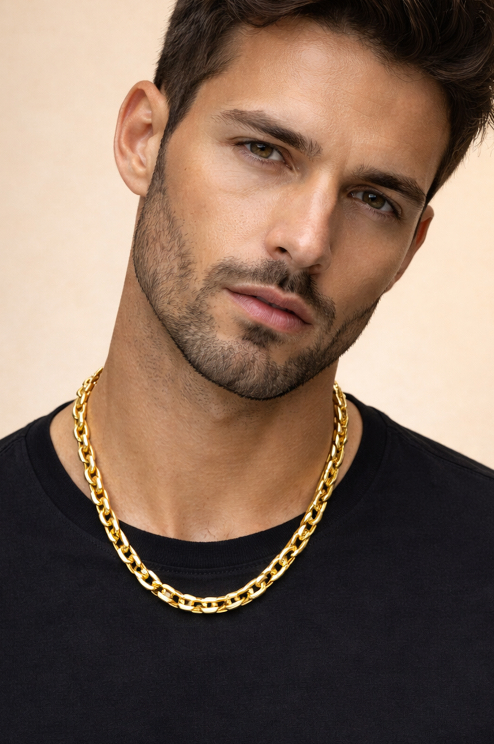 Wholesaler Ceramik - Men's gold stainless steel necklace 10 mm chain – 55 cm – wide link necklace – trendy elegant men's jewelry