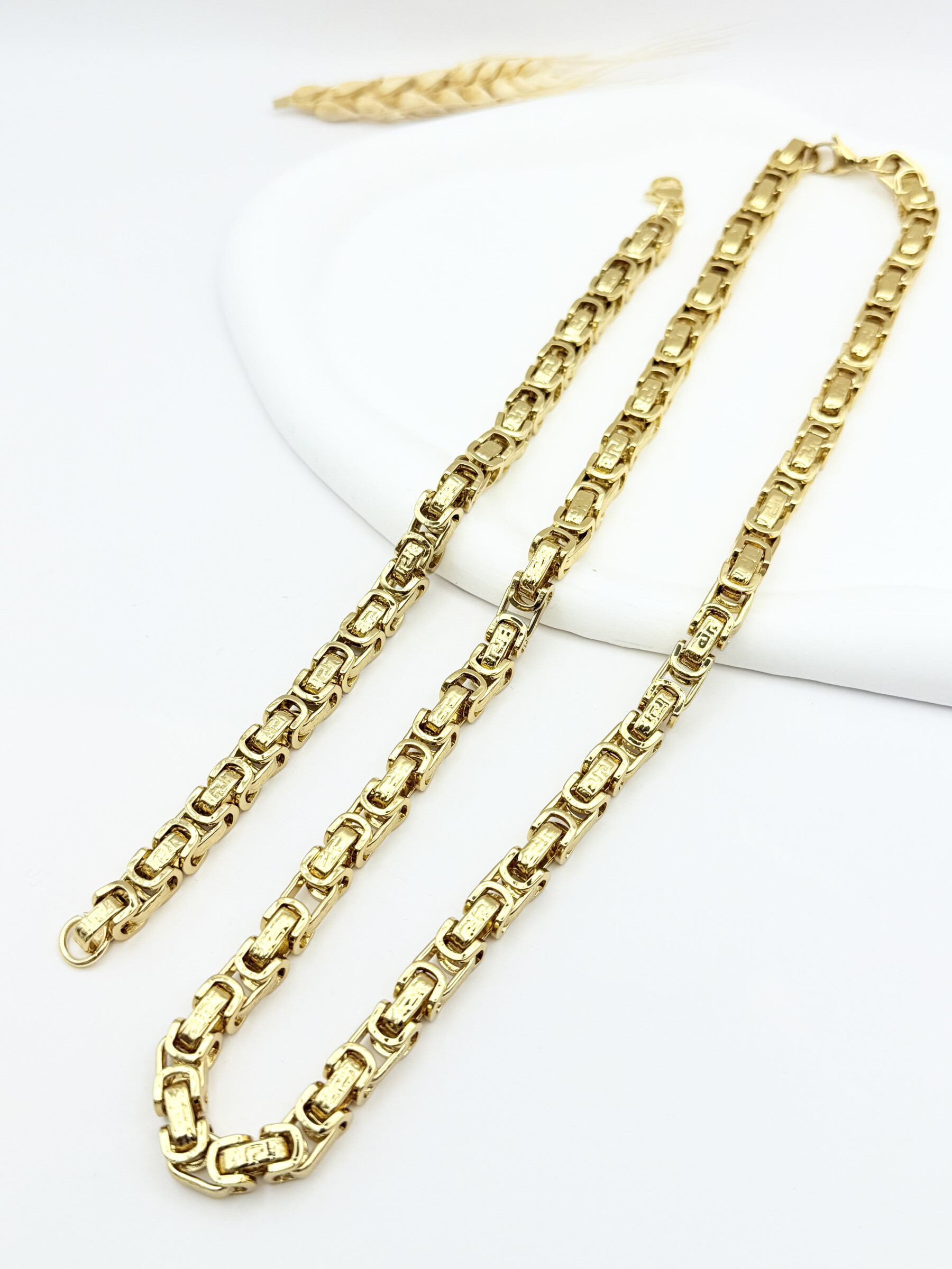 Wholesaler Ceramik - Men's stainless steel necklace + bracelet set 8MM wide